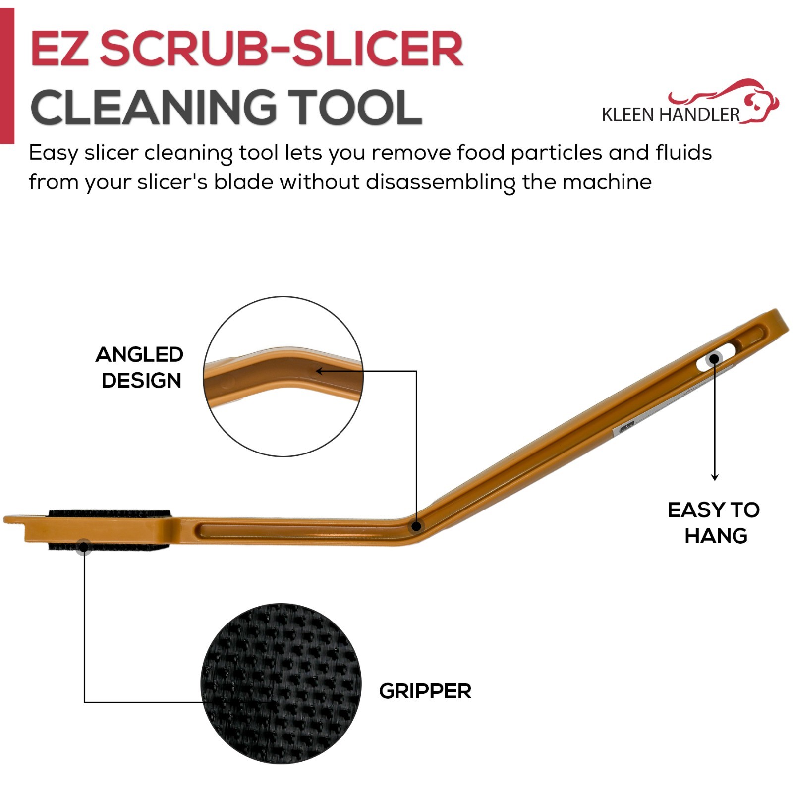 11″ Slicer Cleaning Tool Handle with 4 Scrubbing Pads