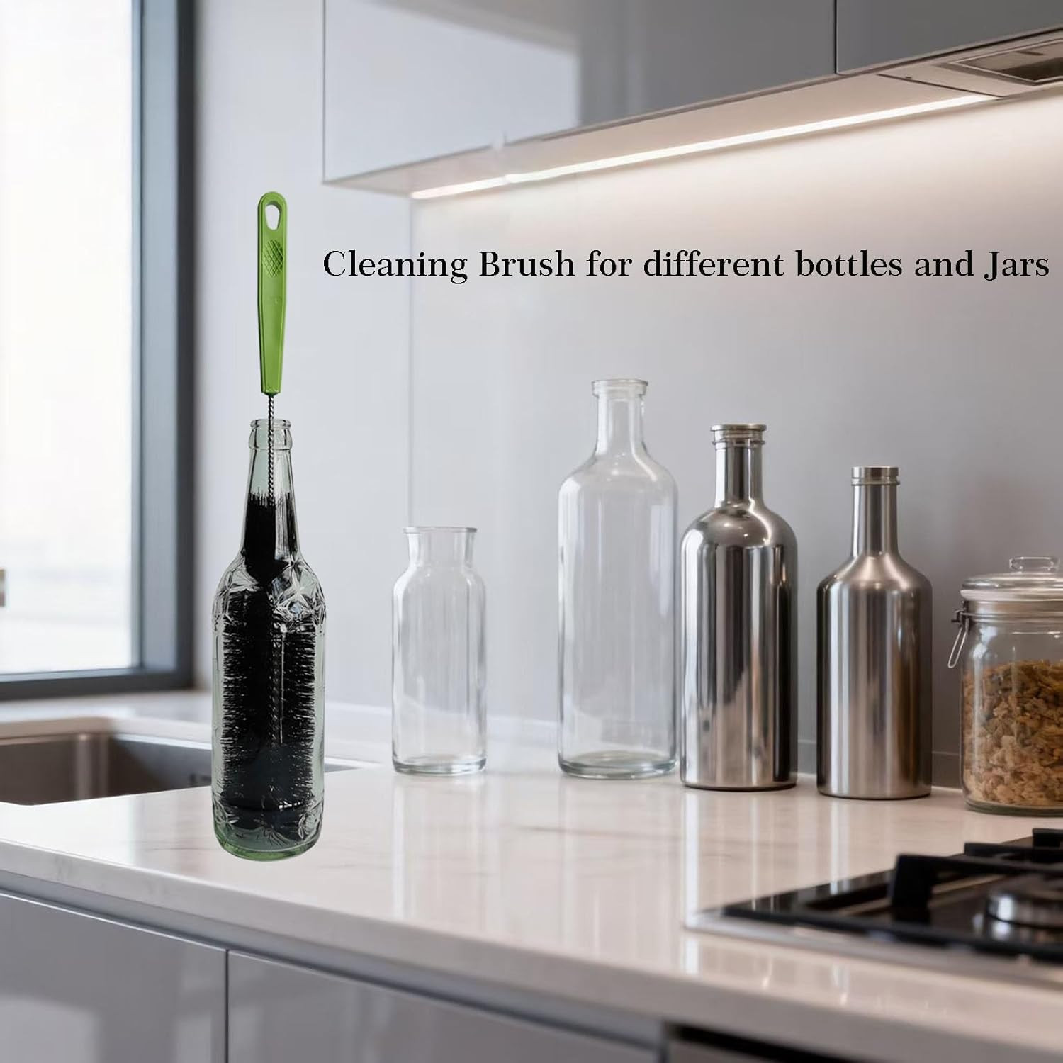 17 Inches Extra Long Handle Bottle Cleaning Brush for Narrow Neck Wine, Beer Bot