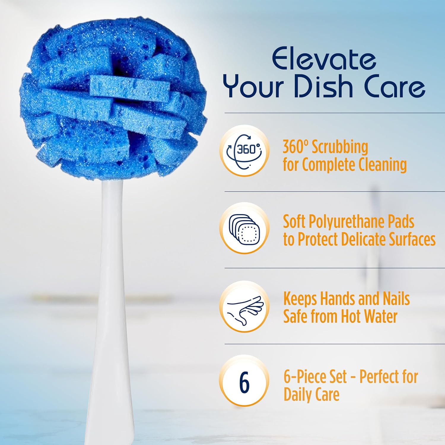 Dish Wand China Durable Foam Sponge Petals Brush and Clean Dishes, Pots, Bott…