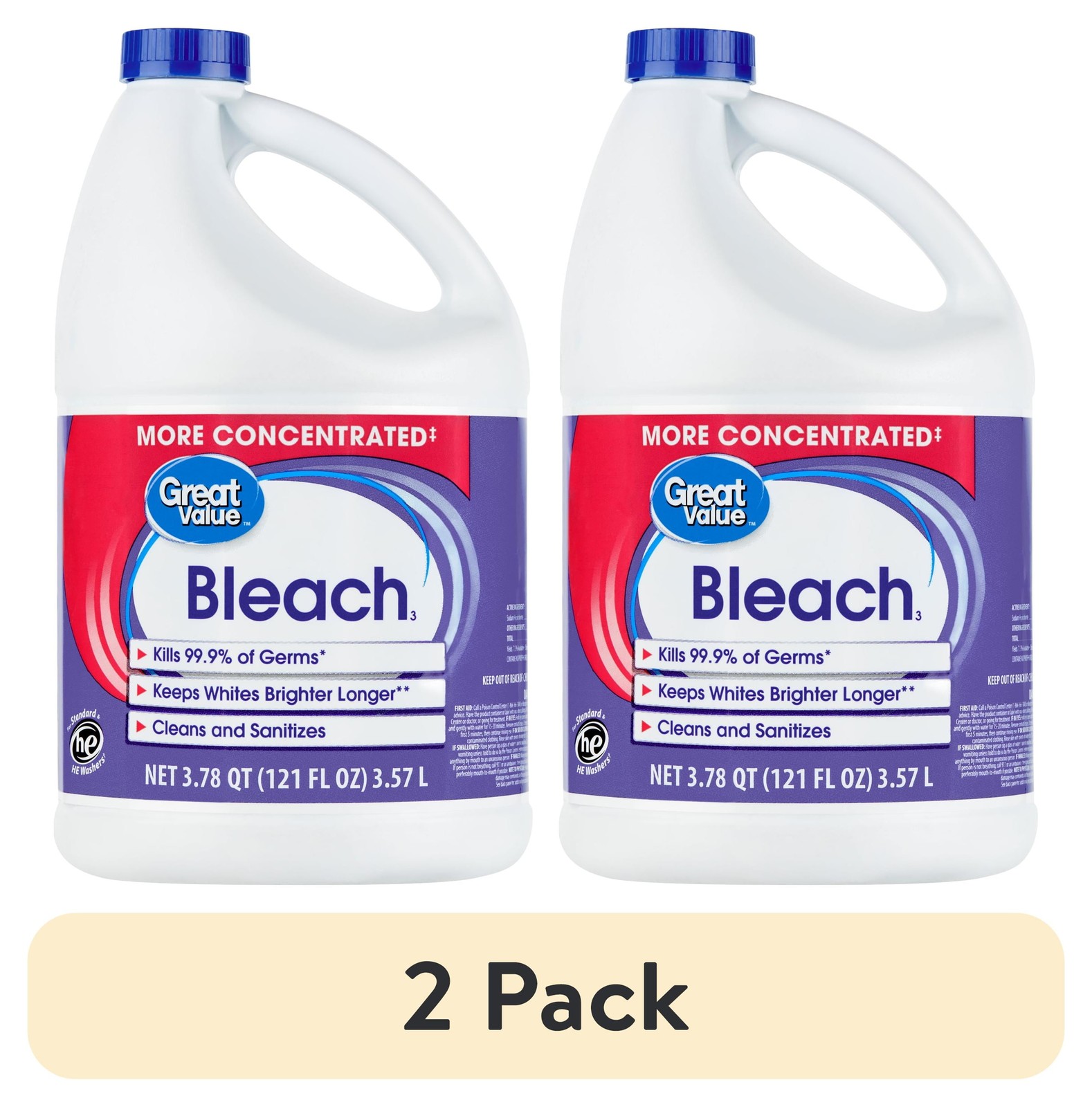 (2 pack) Concentrated Liquid Bleach, 121 fl oz