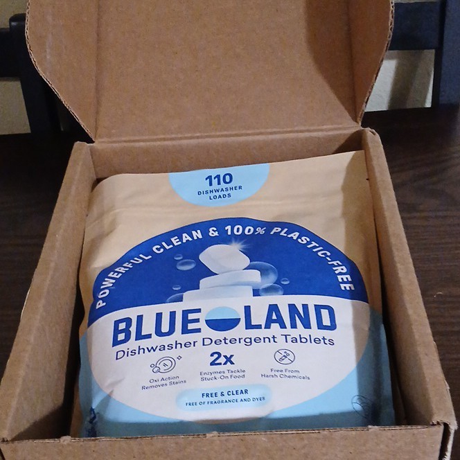 BLUELAND Dishwasher Detergent Tablets Fragrance Free 110 Loads Plastic-Free 2 pk