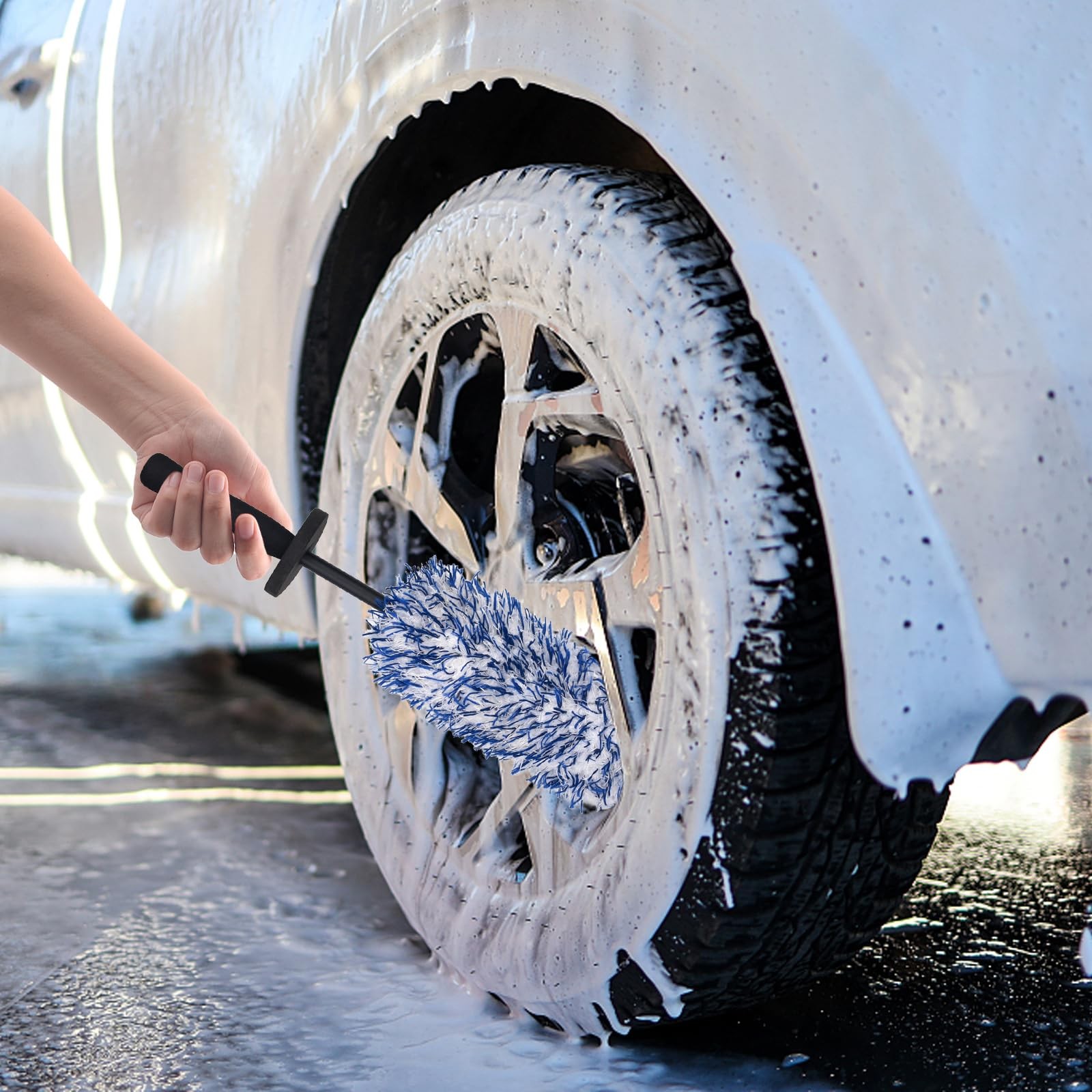 Car Cleaning Rim Cleaner Wheel Cleaning Brush, Metal Free Soft Synthetic Wool…