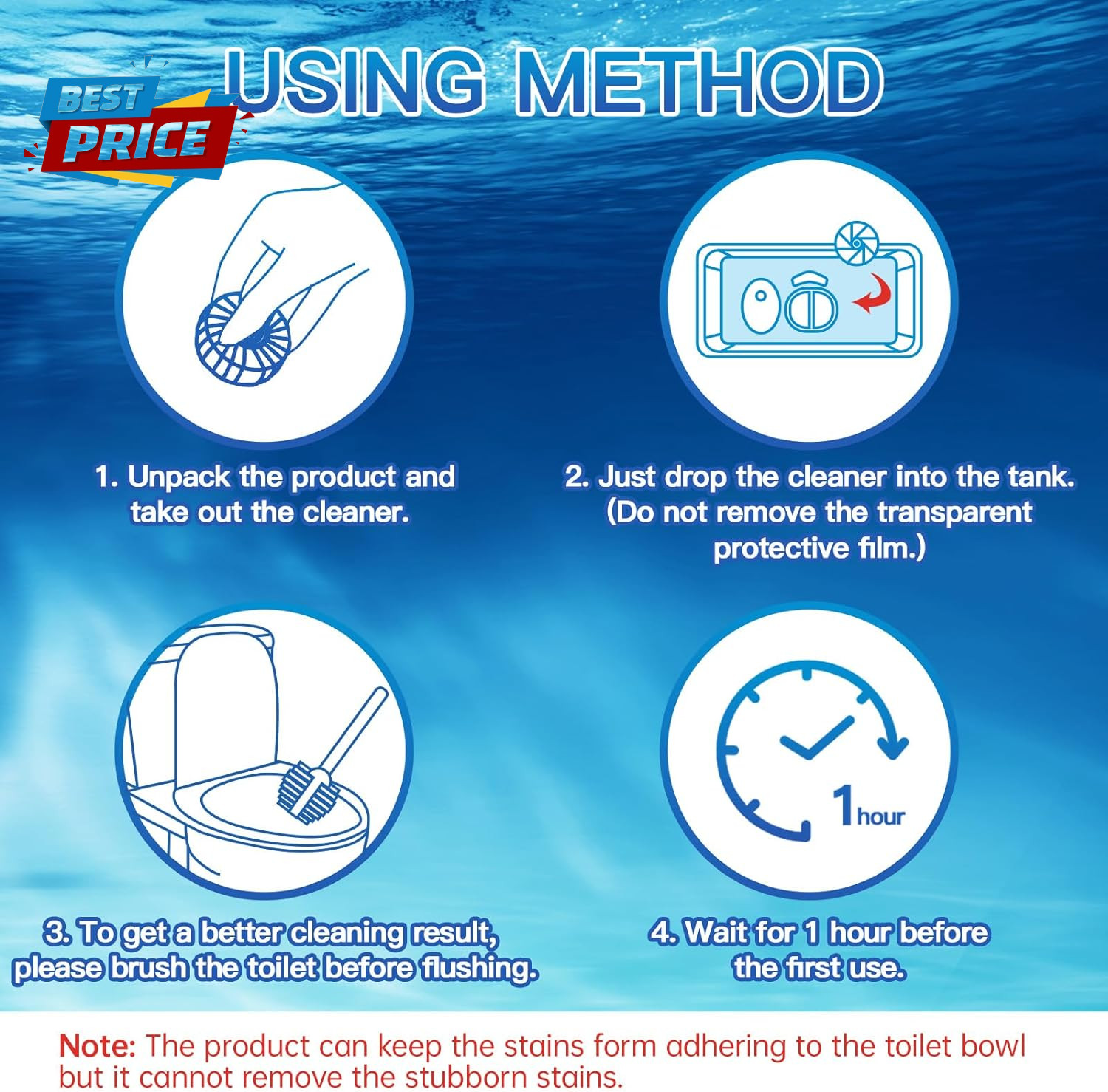 Automatic Toilet Bowl Cleaner Tablets, Bathroom Toilet Tank Cleaner (12 PACK), V