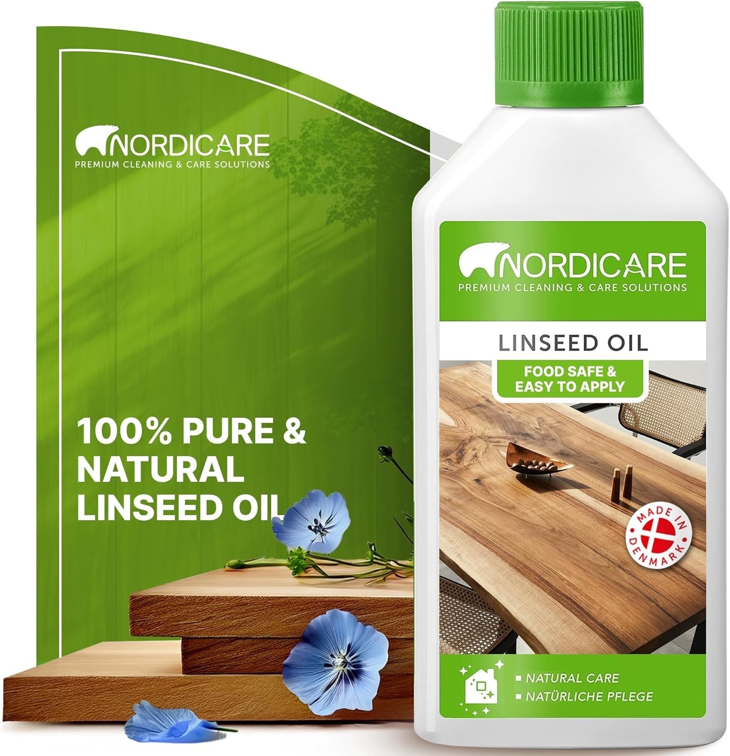 Linseed Oil for Wood 100% Pure Natural Wood Finish & Sealer for Indoor Furniture
