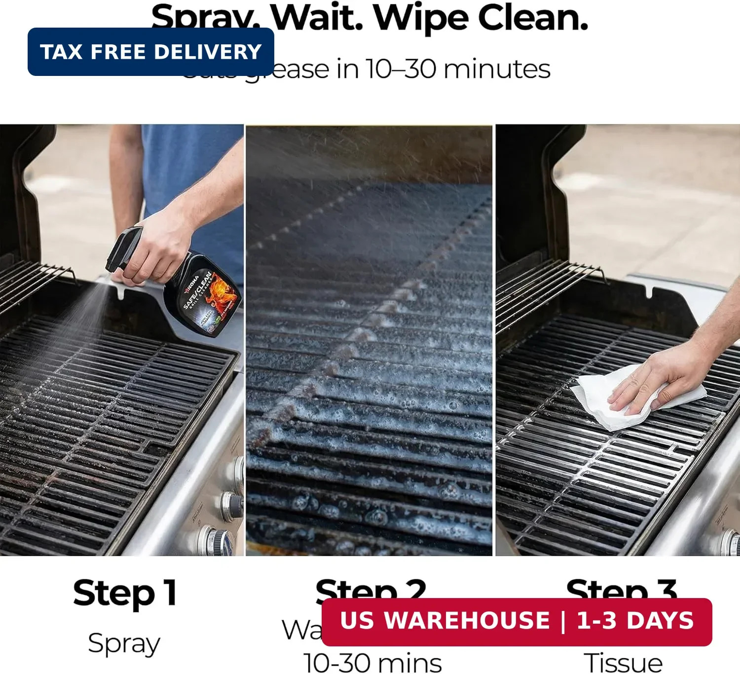 Kona Safe/Clean Grill Cleaner Spray – Now 40% More Cleaning Power, Heavy Duty No