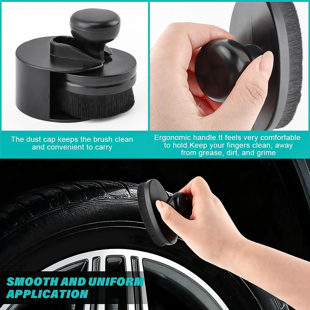 2 Pack Tire Shine Applicator with Curved Brush for Car Polish and Wax