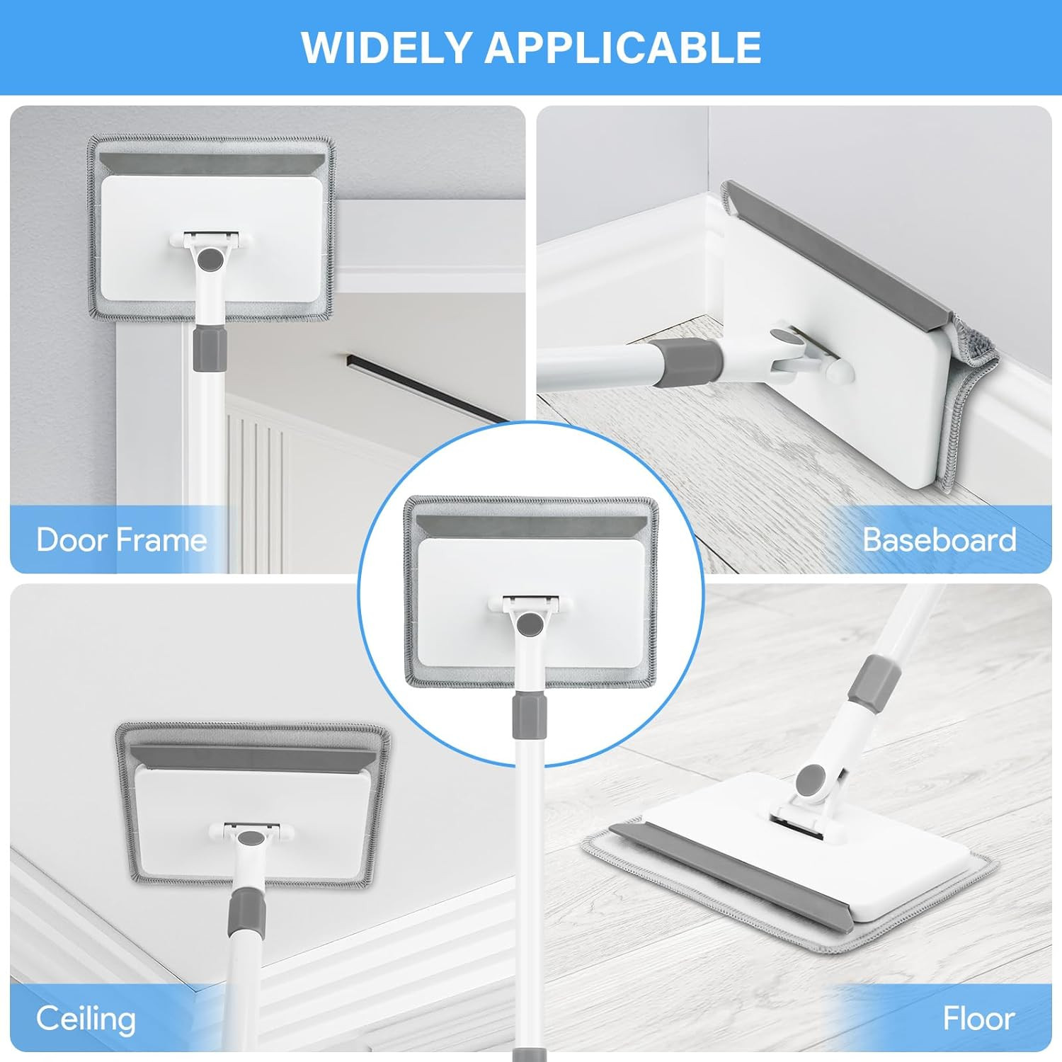 Baseboard Cleaner Tool with Handle, Baseboard Cleaner with Extendable Long Hand