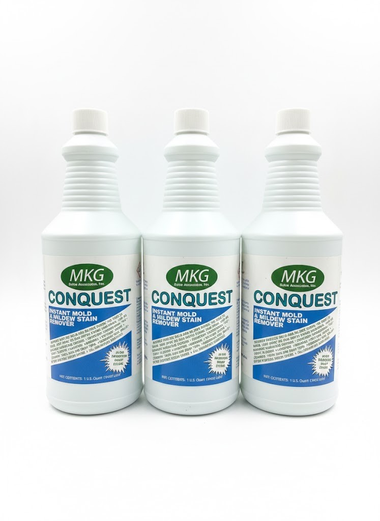 3 Pack MKG Conquest Instant Mold & Mildew Stain Remover 32 fl oz 1 Quart