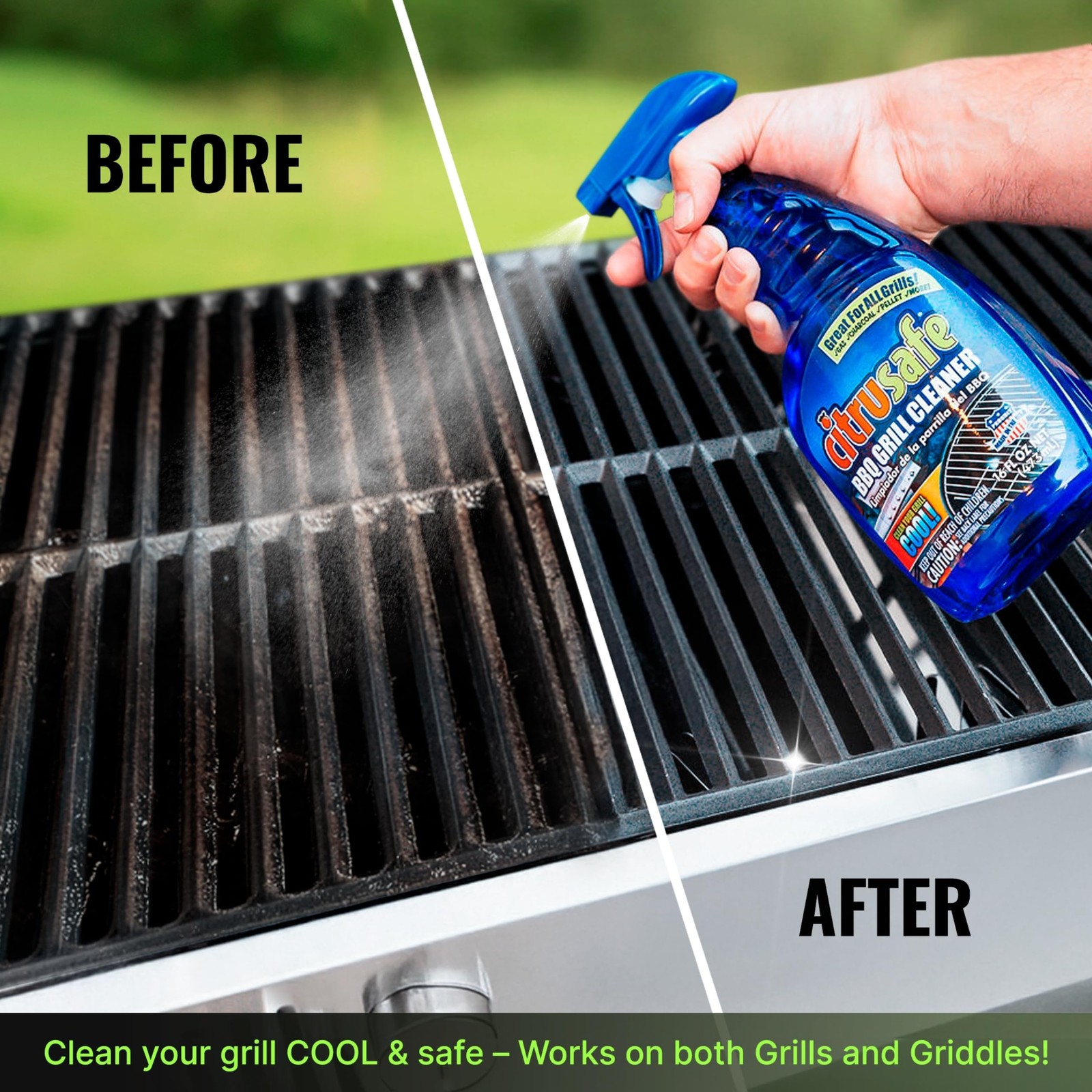 Grill Cleaning Kit – BBQ Grill Cleaner (16oz) and BBQ Grill Scrubber with 3 H…