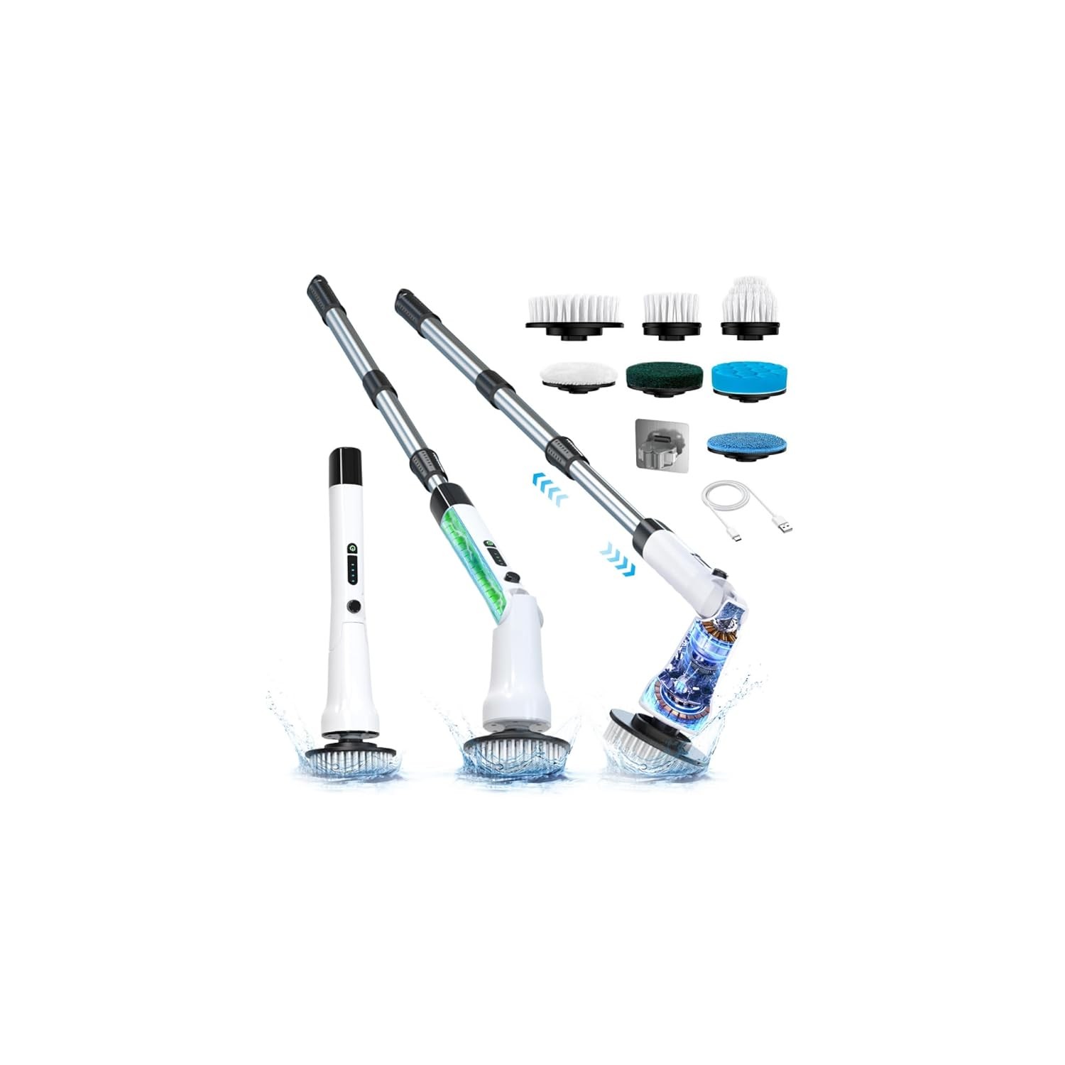 Electric Spin Scrubber, Hillyfe Bathroom Scrubber Electric with 7 Replaceable Br