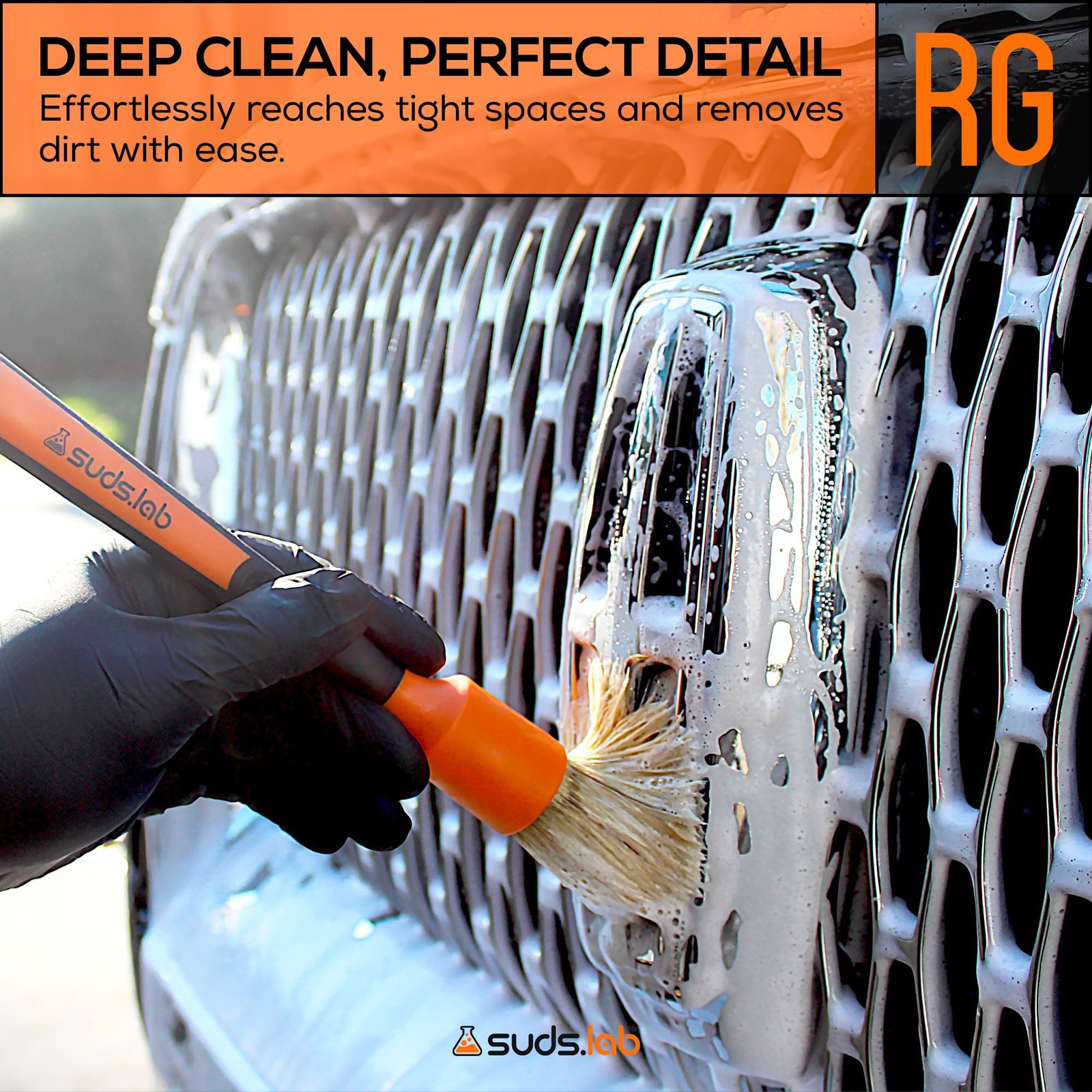 Suds Lab Detailing Brush with Rubberized Bristles, Car Detailing Wheel Brush …