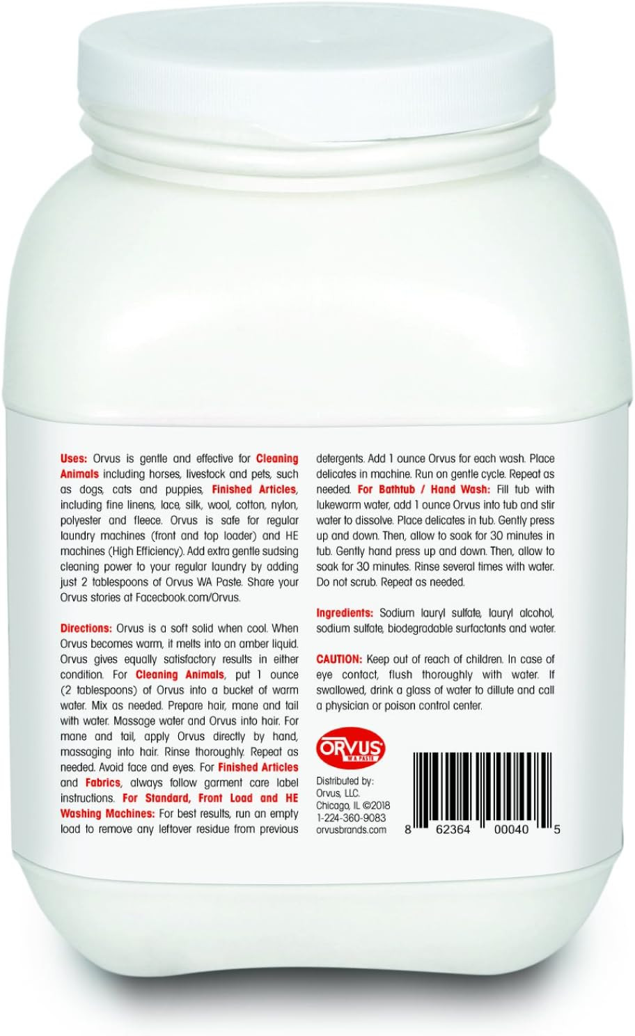 WA Paste Cleaner – 120Oz.- Horse, Livestock and Dog Shampoo – Quilt, Fine Linen