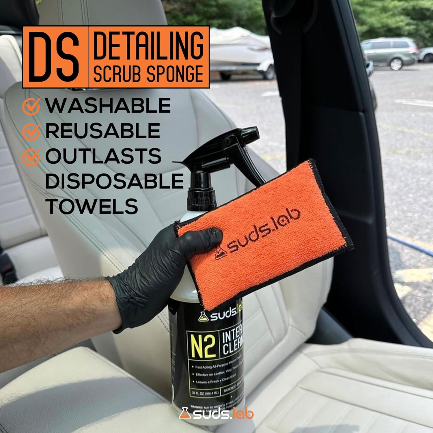 Suds Lab DS Microfiber Detailing Scrub Pad – Car Interior Cleaning &