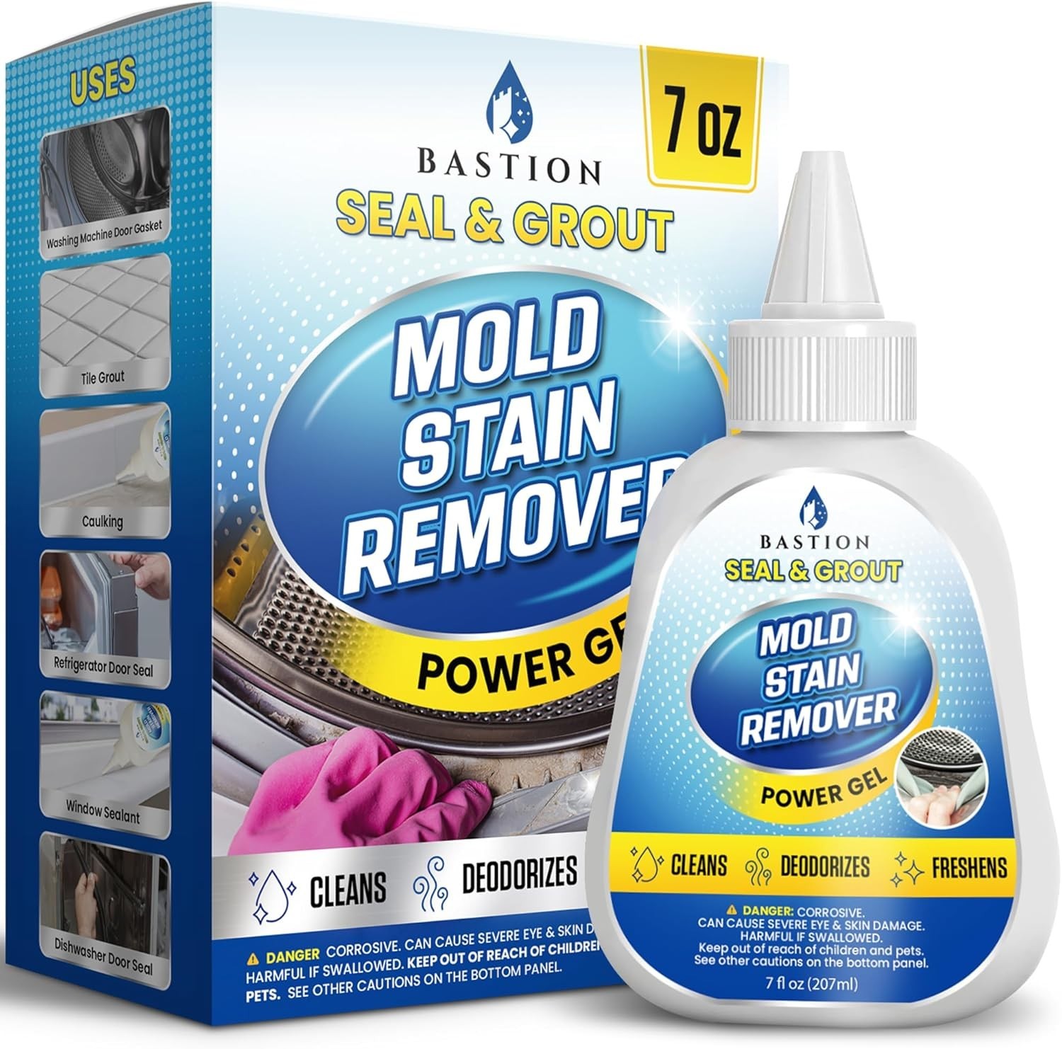 Mold Stain Remover Power Gel Cleaner Heavy Duty for Washer & Bathroom 7oz