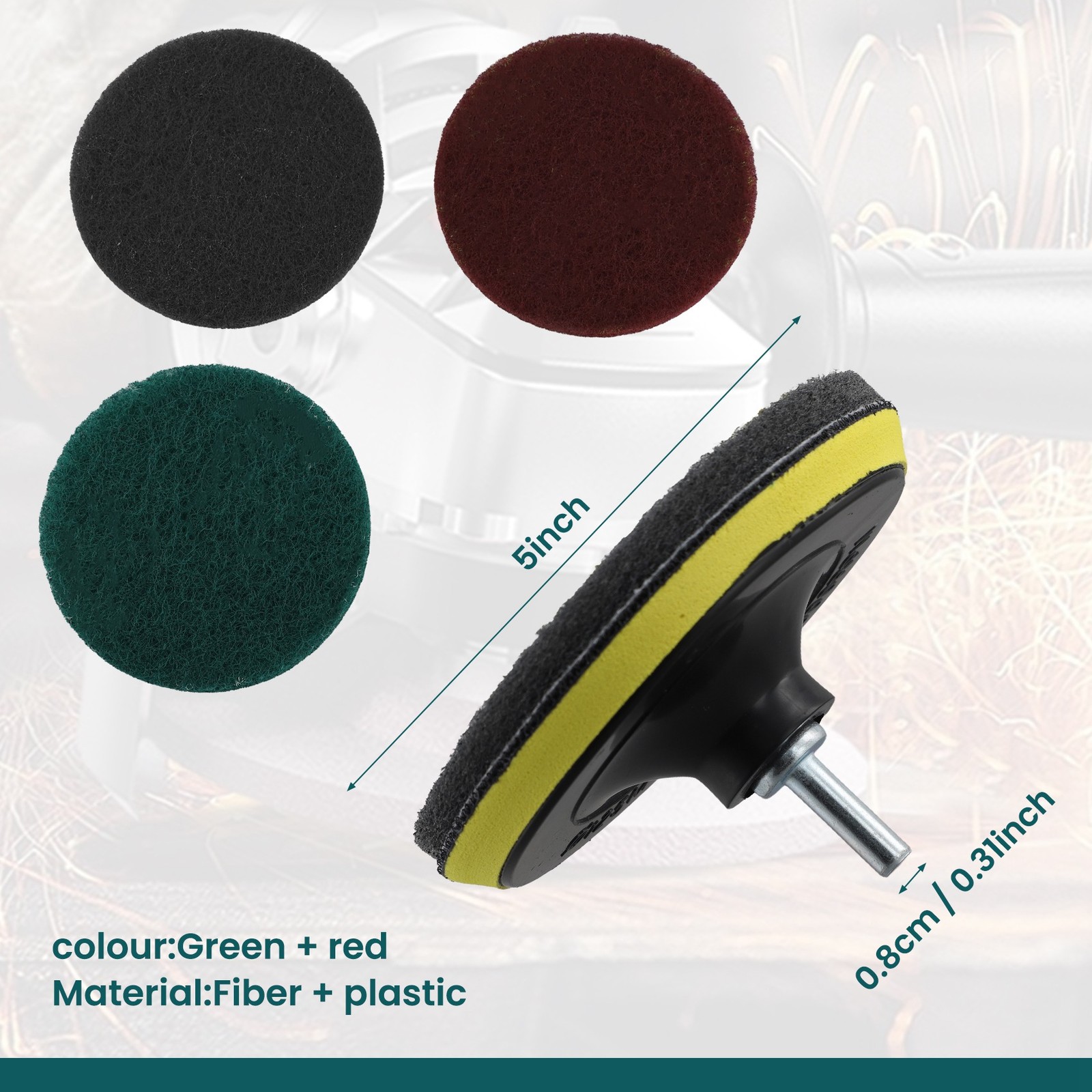 16Pcs 5Inch 3 Different Color Scrubbing Pads Drill Powered Brush Tile7654