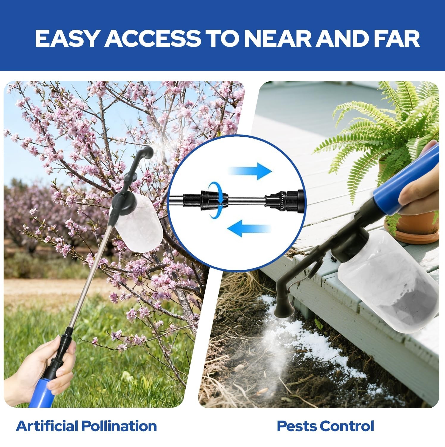 Diatomaceous Earth Powder Duster 250ml – Adjustable 17-50″ Sprayer, Ergonomic Ap