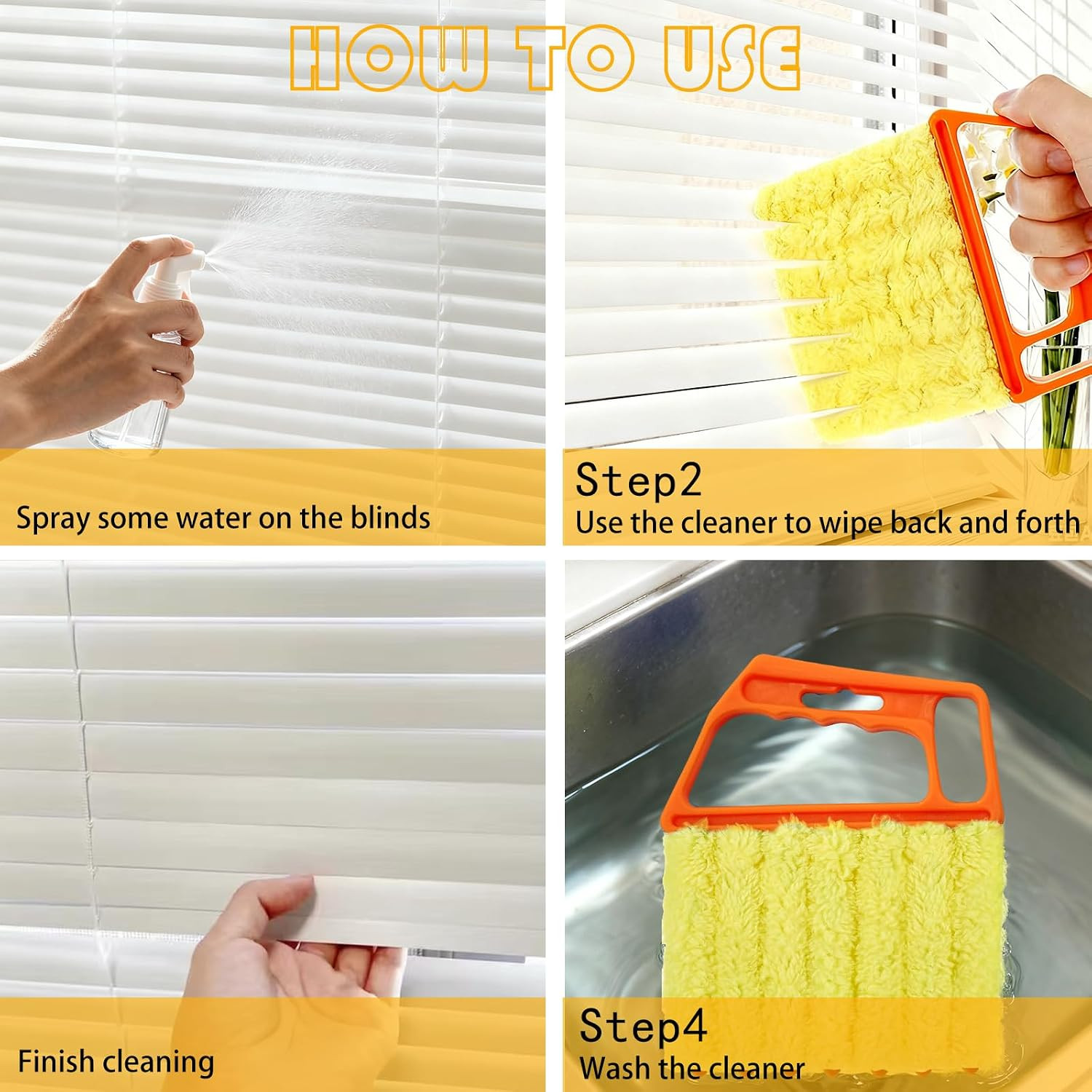 2 Pcs Blinds Cleaner Duster Tool 7 Finger Microfiber Washable Mini Window Duster