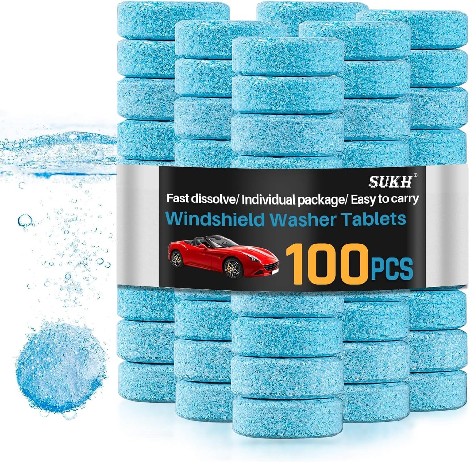 Car Windshield Washer Tablets – 100 PCS Washer Fluid Tablets Glass Cleaner…