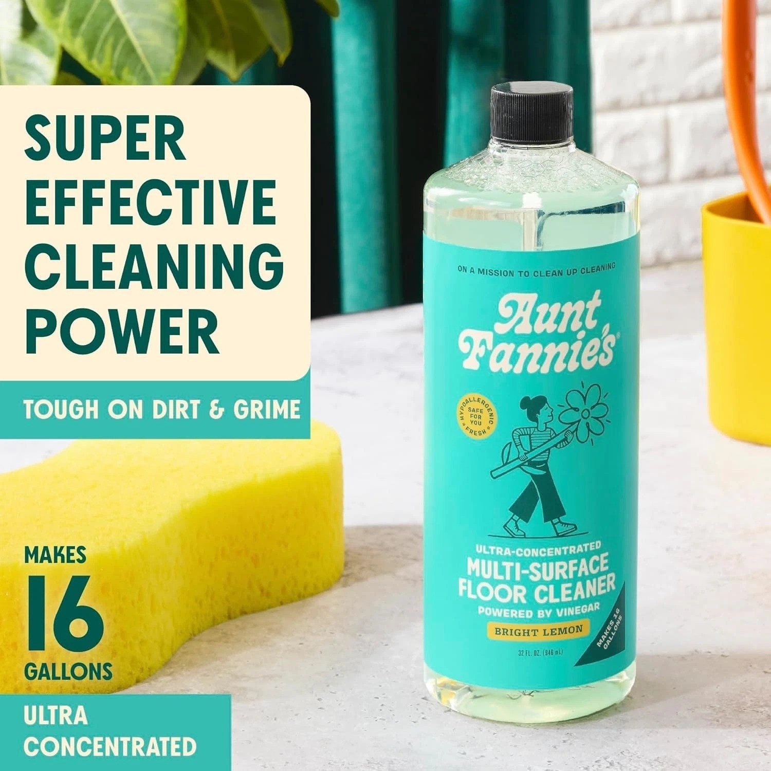 Ultra Concentrated Floor Cleaner Lemon 6pk – Natural Vinegar Wash, Makes 16 Gal