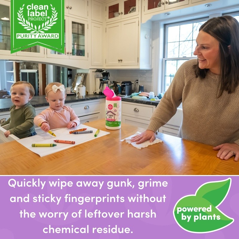 Baby All-Purpose Cleaning Wipes Plant-Based Lavender 75 Count Safe Gentle New