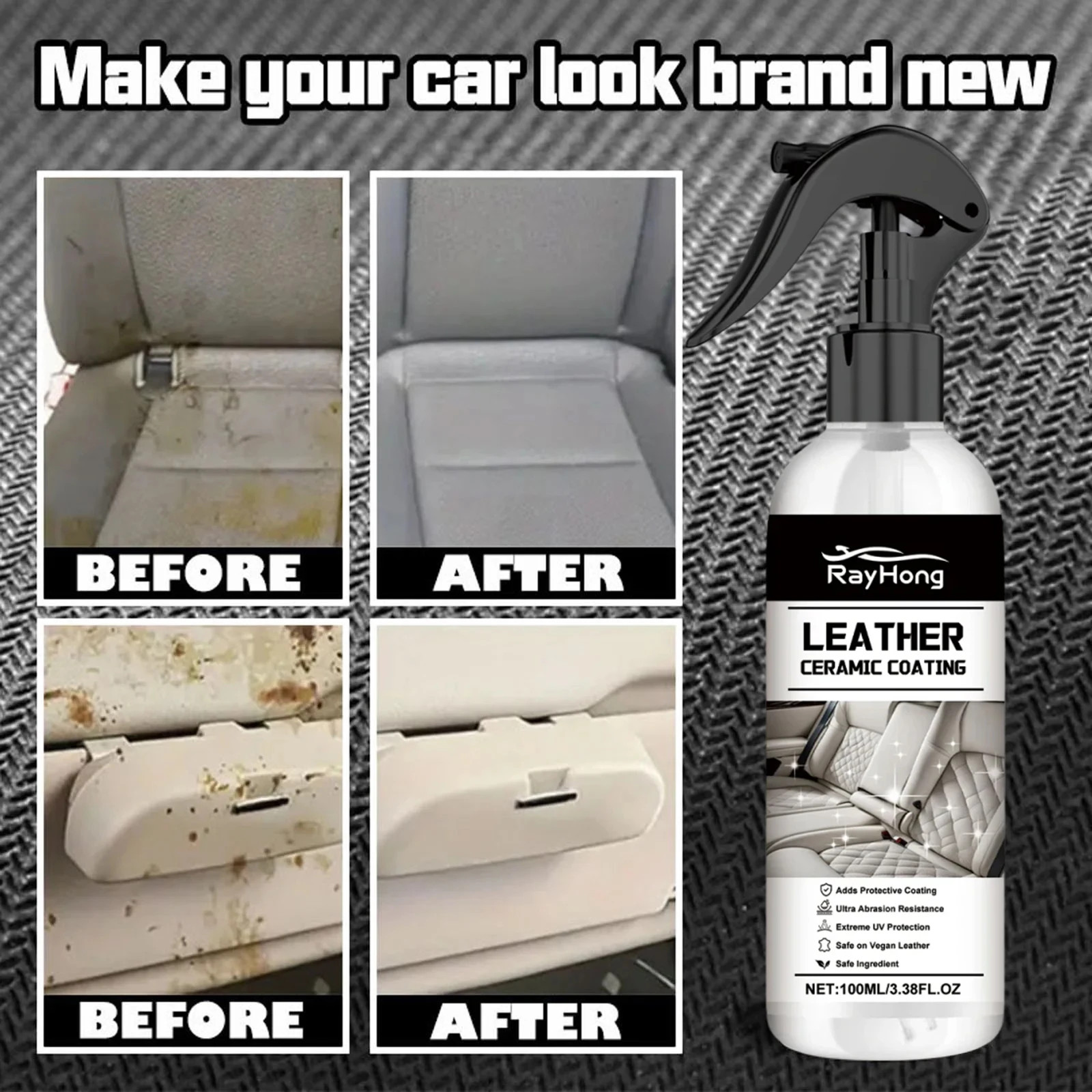 Multi Purpose Car Interior Cleaner Spray Wash Free Ceiling Leather Fabric Seat C