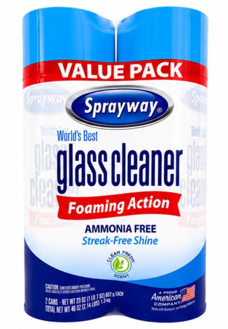 Sprayway Glass Cleaner 23 oz (6 Cans/3x Twin Packs) Foaming Aerosol Ammonia Free