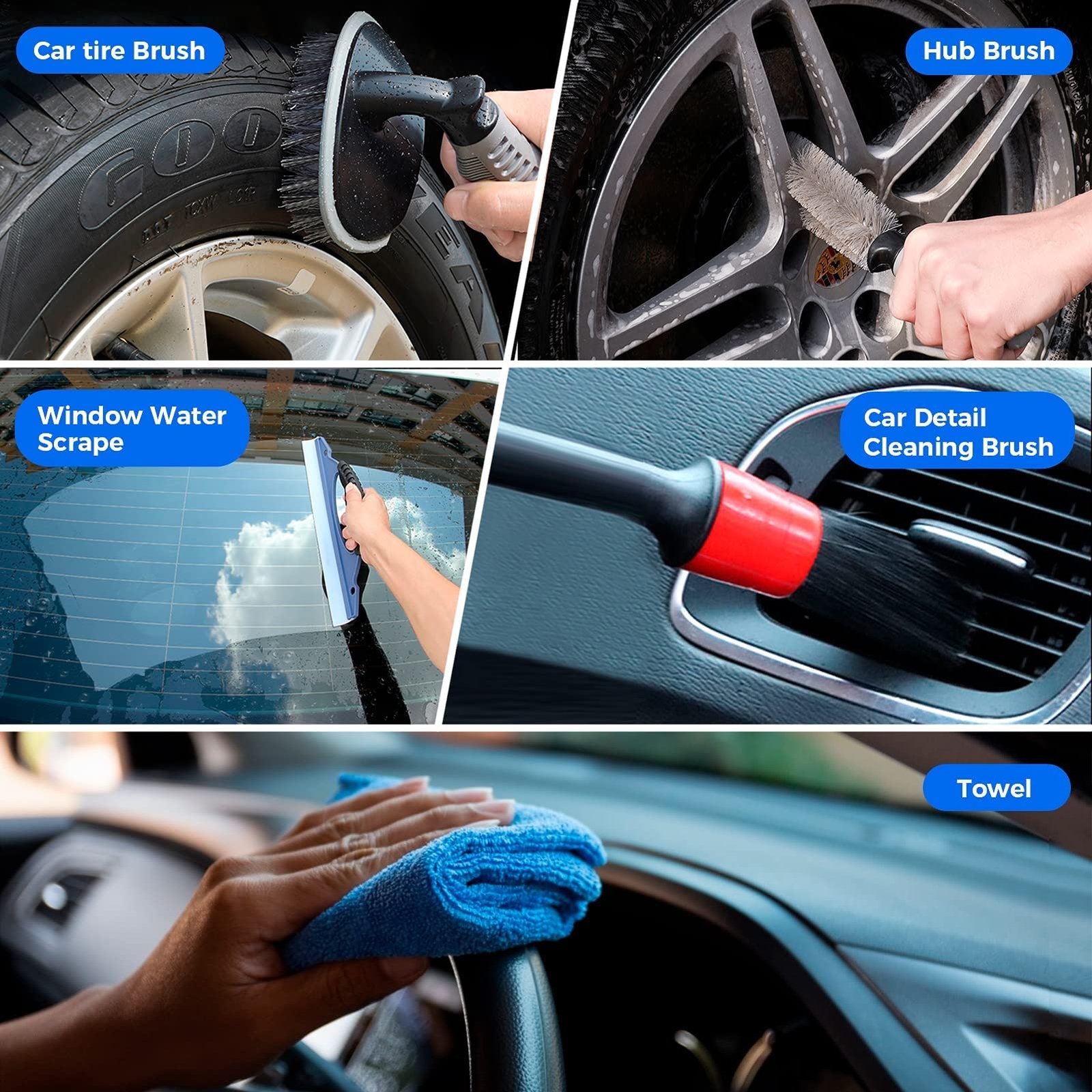 Car Wash Kit 18 Pcs Car Cleaning Kit Interior Detailing and Exterior With Case