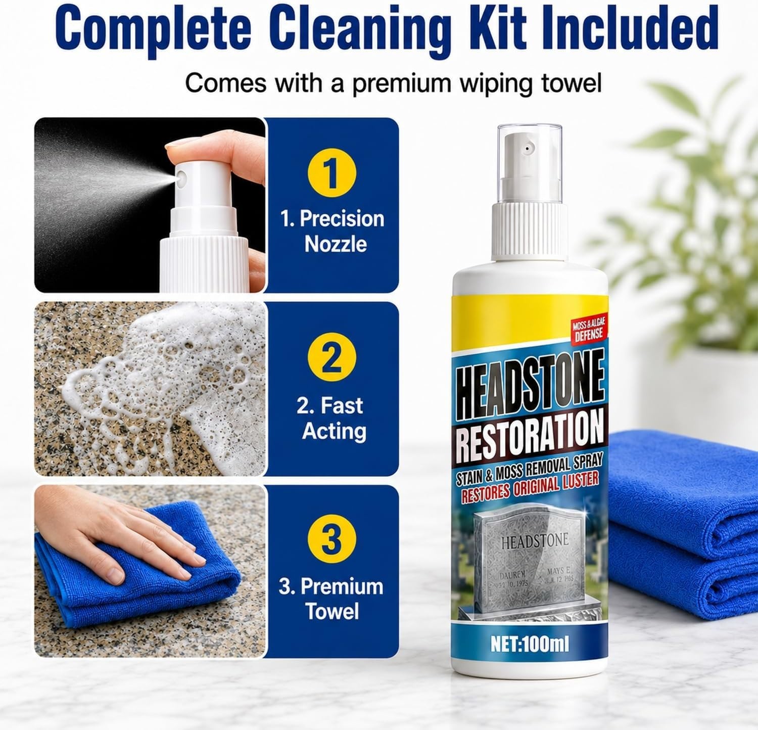Gentle & Effective 100ml Headstone Cleaner Spray – Perfect for Cemetery Care