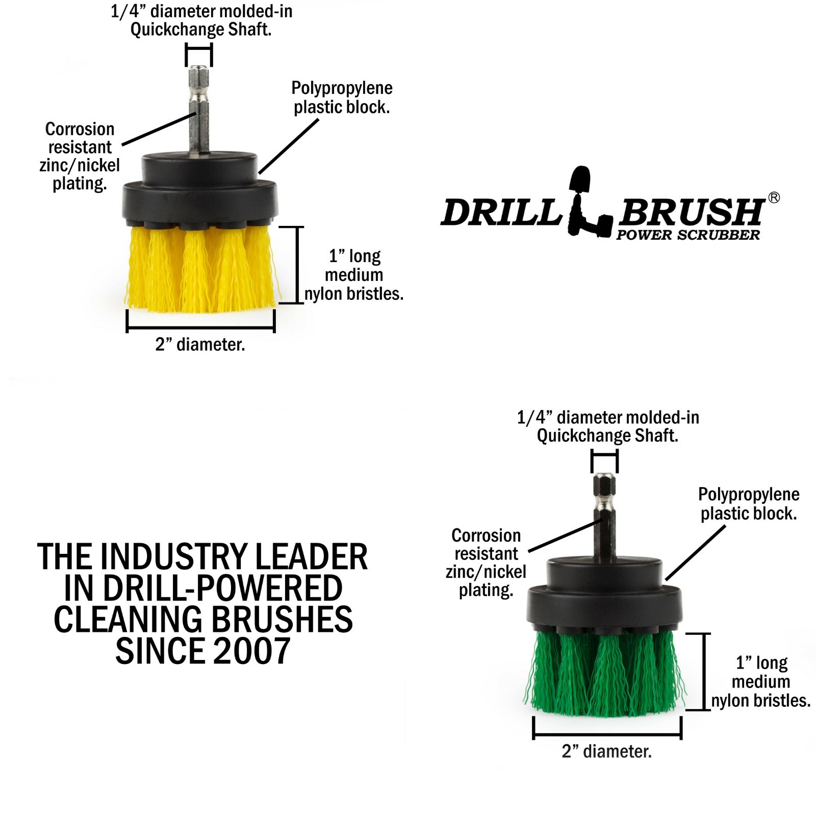 Drill Brush Cordless Drill Powered Kitchen and Bathroom Surface Scrub Brushes
