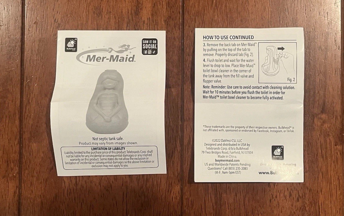 Mer-Maid –2 PACK–Automatic Toilet Bowl Cleaner, AS-SEEN-ON-TV-MERMAID