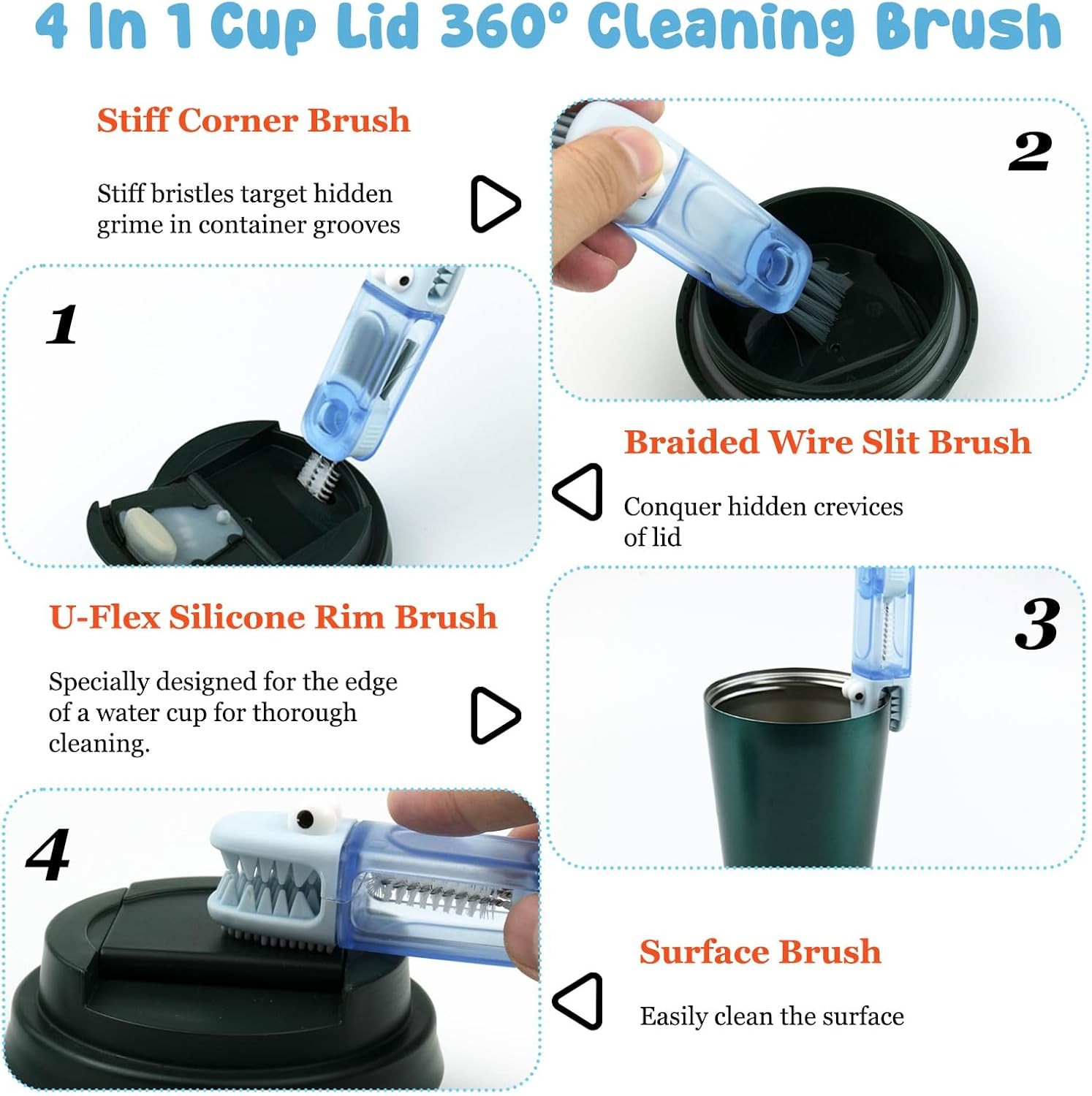 4 Pack Bottle Brush Cleaner Water Bottle Brush Cleaning Kit Straw Cleaner for Ow