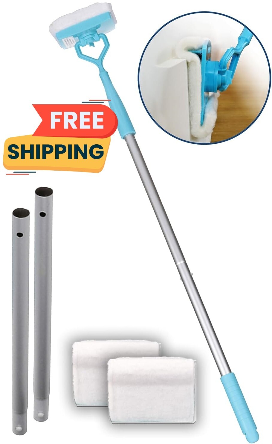 Herramienta de limpieza de zócalos y molduras, mango extensible, giratorio NUEVO