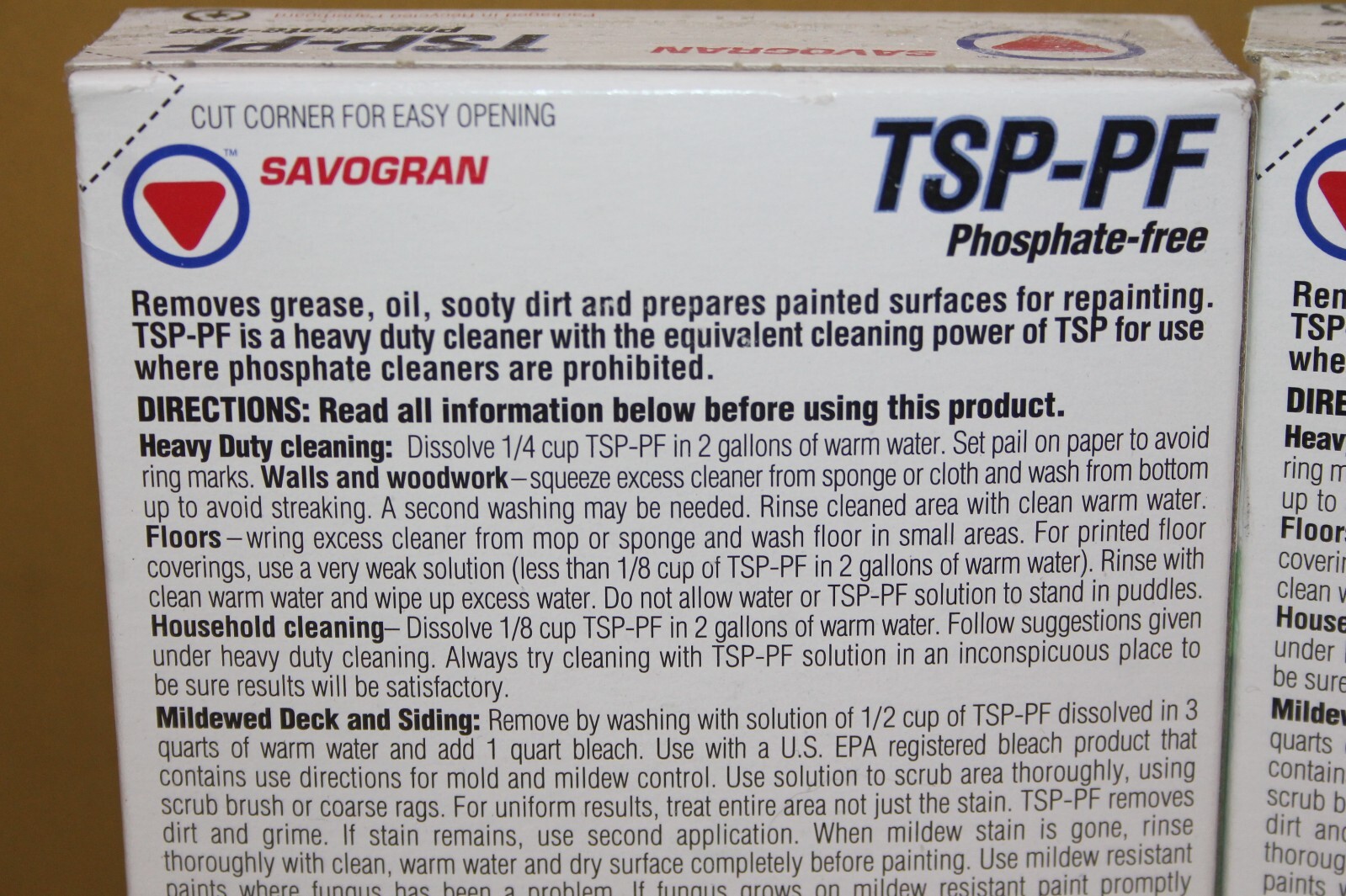 (2) Savogran 1# TSP-PF Heavy Duty Cleaner 16oz ea. #10611 NEW Phosphate Free (B3