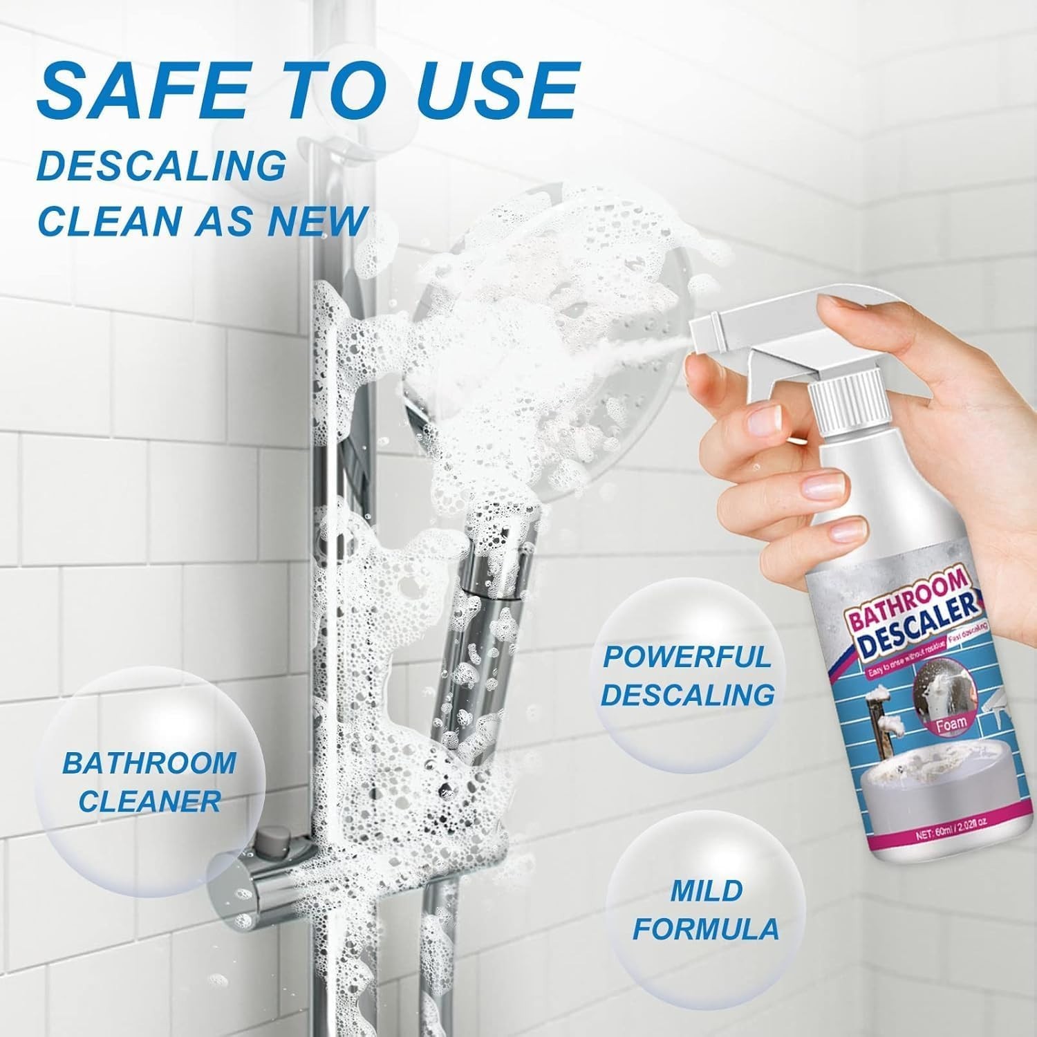 Fresh Scent Bathroom Foaming Cleaner Spray 2 Ounces for Effortless Cleaning