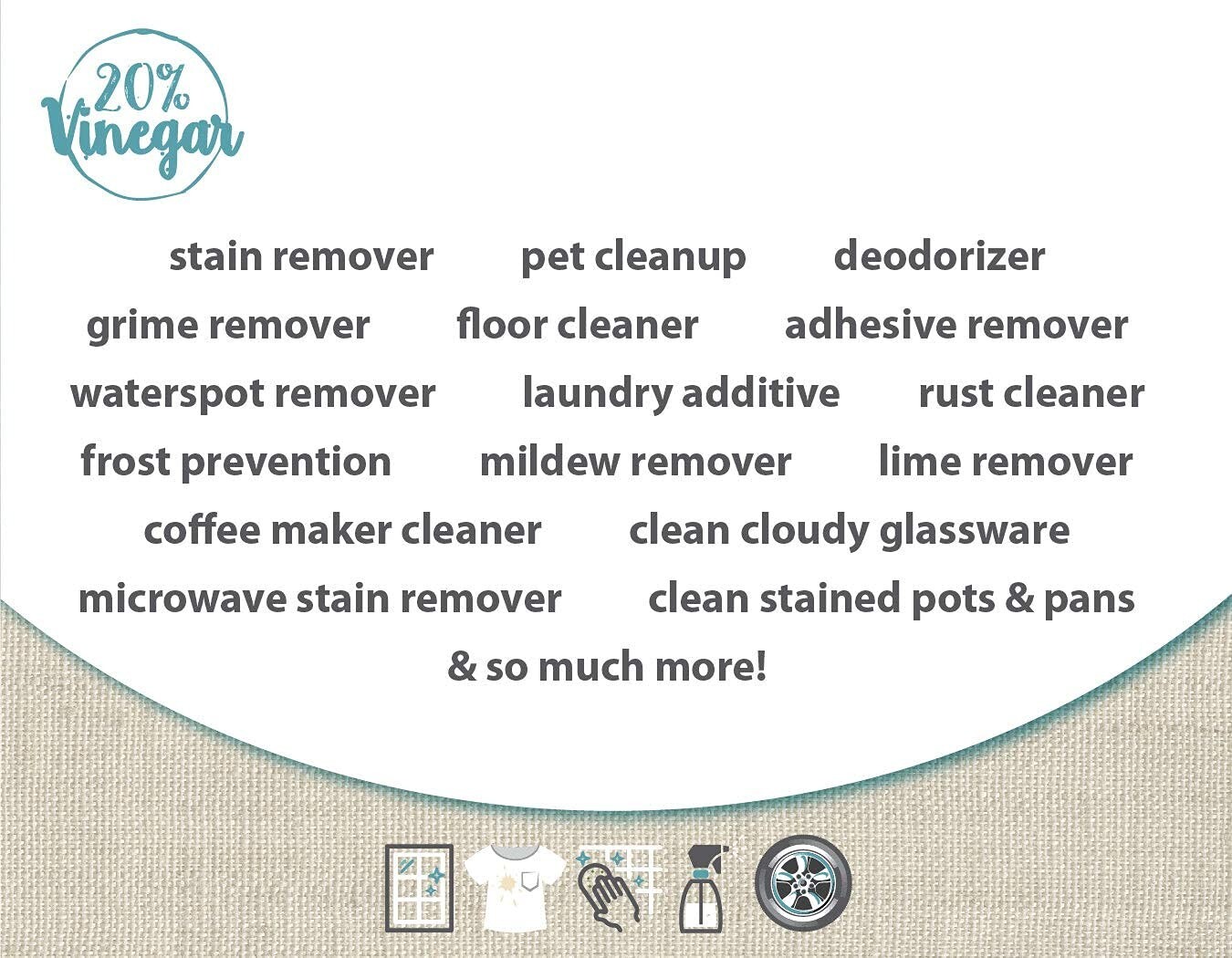 20% Concentrated Vinegar 4X Strength Multi Purpose Cleaner for Home and Industry