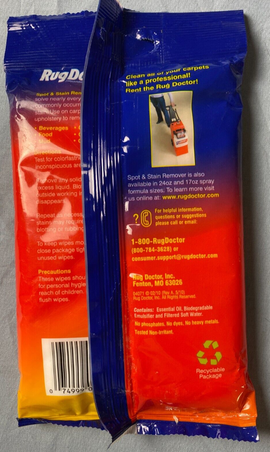 Rug Doctor Spot & Stain Remover Wipes 24 Count Pre-Moistened 6x9in NEW
