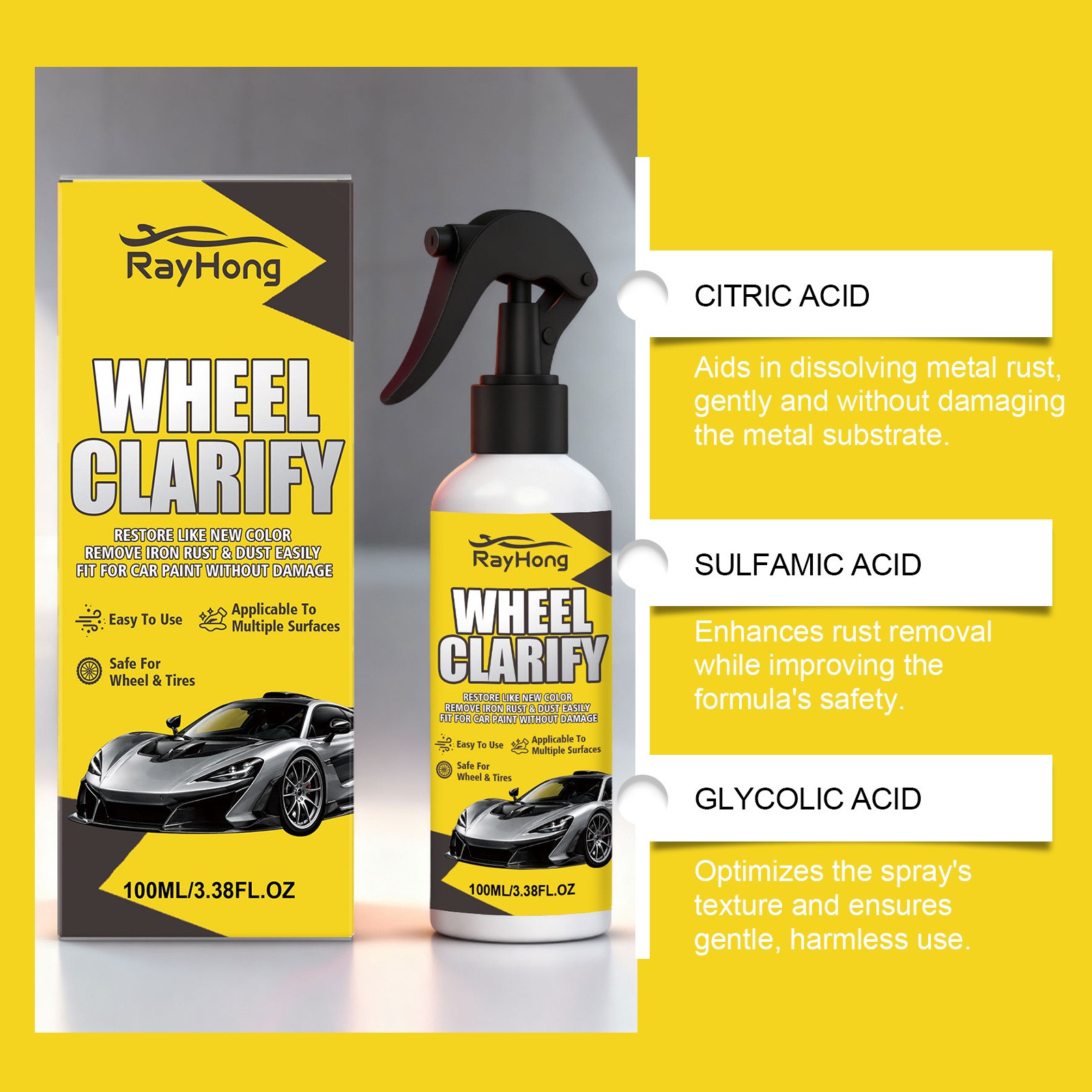 1~5PCS Automotive Rust Remover Spray, Wheel Clarify, Anti-Rust Lubricant Spray