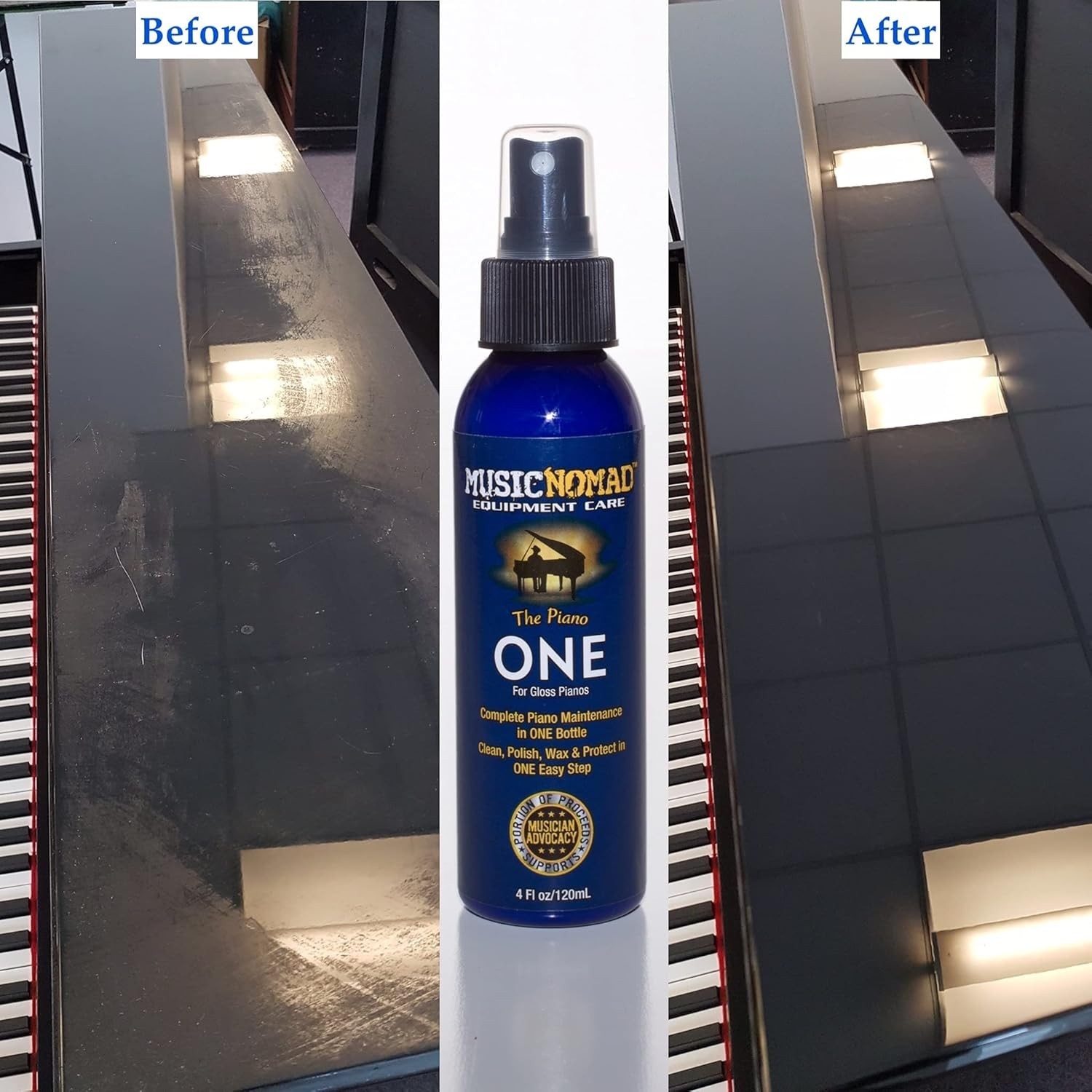Organic Piano Cleaner and Polish with UV Protection – 4 oz Carnauba Formula