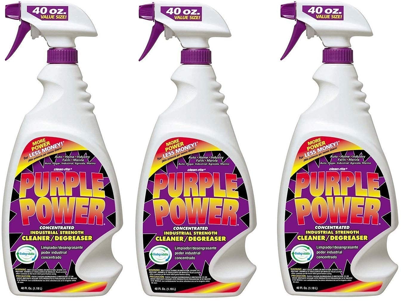 Industrial Strength Cleaner & Degreaser – 40 oz – 3 Pack, Heavy Duty, Fast Actin