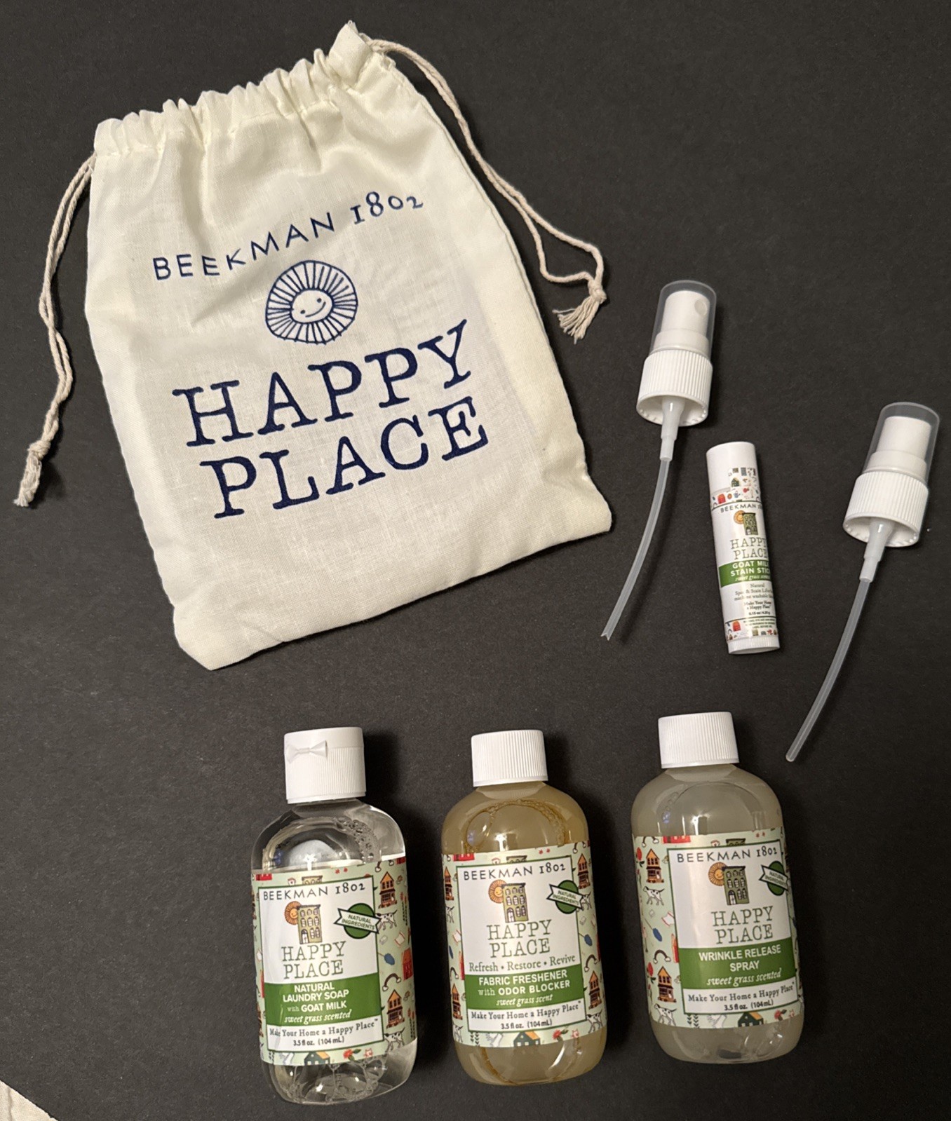 Beekman 1802 Happy Place 5-Piece Laundry Sample / Travel Kit – Sweet Grass NEW