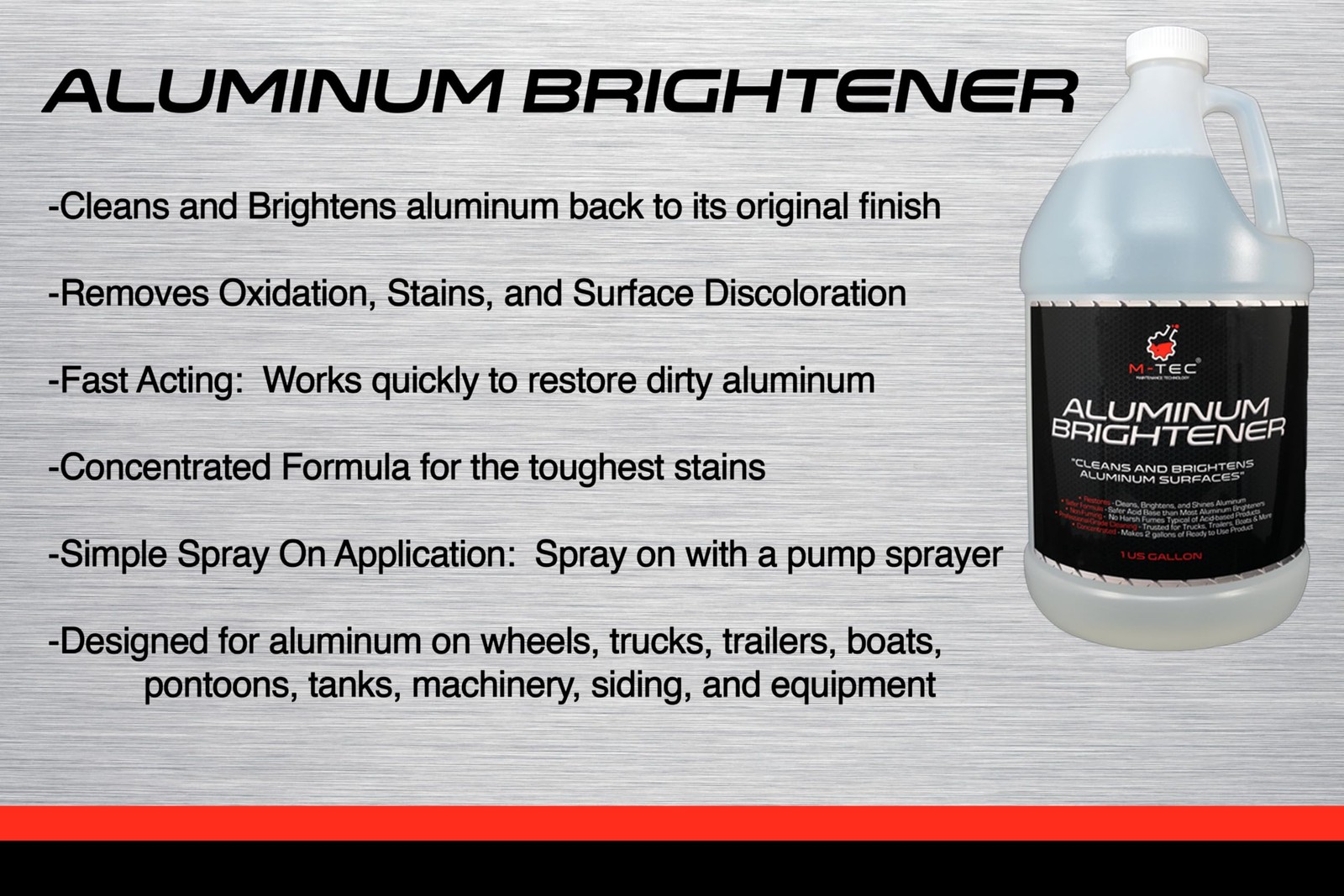 M-Tec Aluminum Brightener Concentrate, Heavy-Duty Aluminum Cleaner for Trailers,