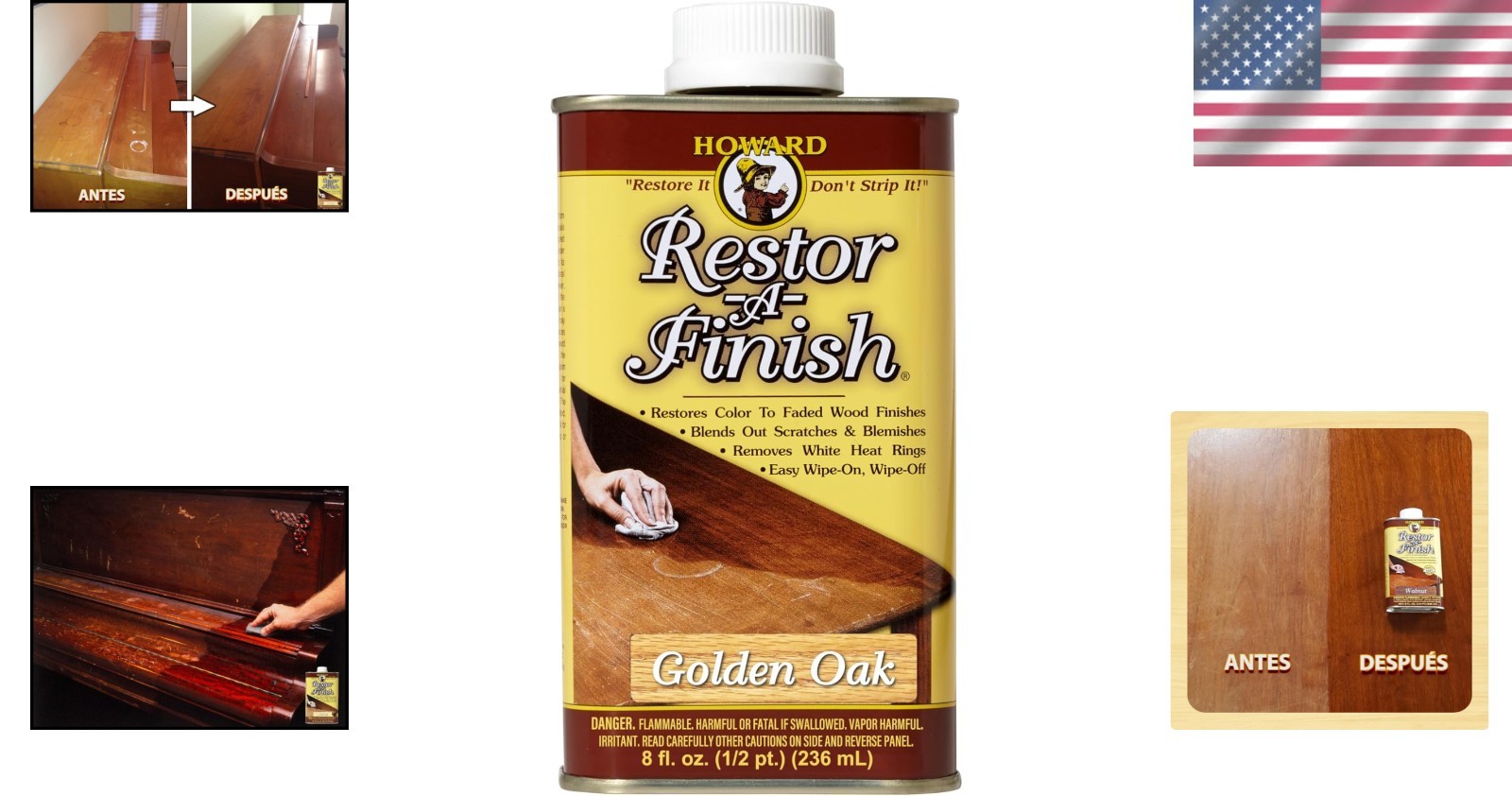 Golden Oak Restor-A-Finish 8 oz – Effortless Wood Restoration for Antiques