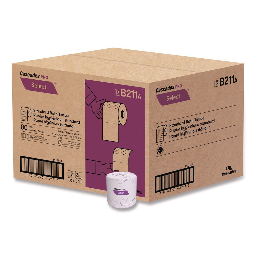 Cascades PRO B211 2-Ply Select Standard Bath Tissue – White (80/Carton) New