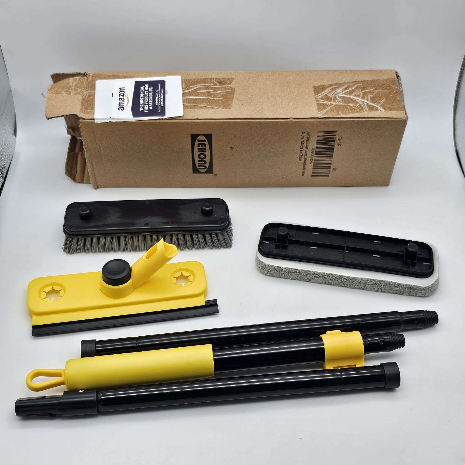Shower Cleaning Brush 53.5″ Long Handle Scrubber Bathroom Tub Tile Mop Squeegee