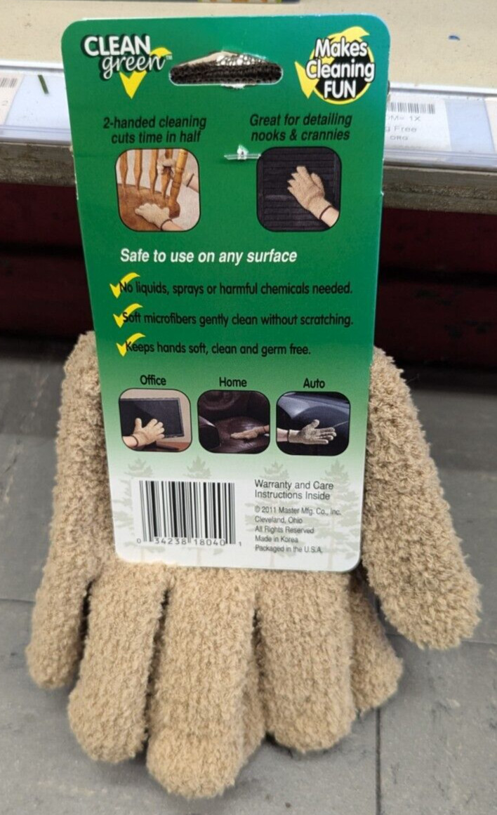 Master Caster CleanGreen Microfiber Cleaning and Dusting Gloves, Pair