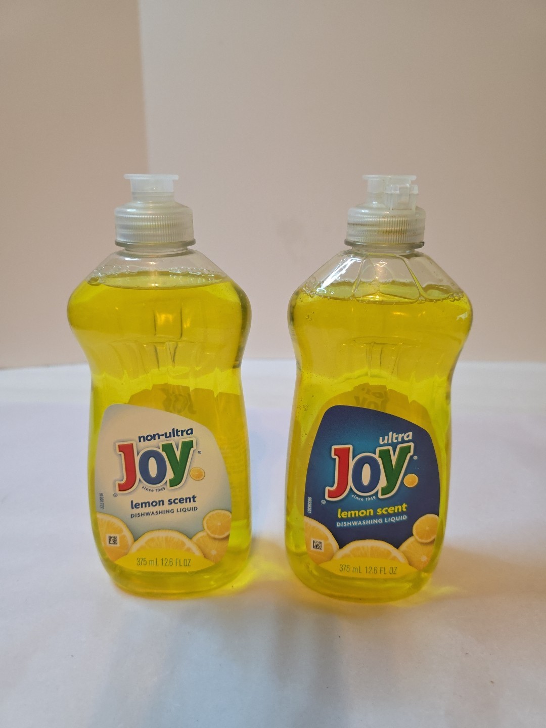 Set Of 2 Vintage Joy Lemon Scent Dishwashing Liquid 12.6 Fl Oz