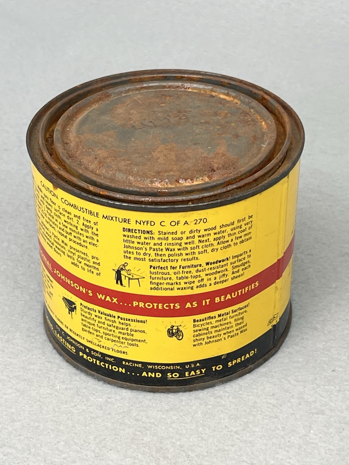Original Formula Johnson’s Paste Wax 16 Oz. Can ALMOST Full See Weight Photo