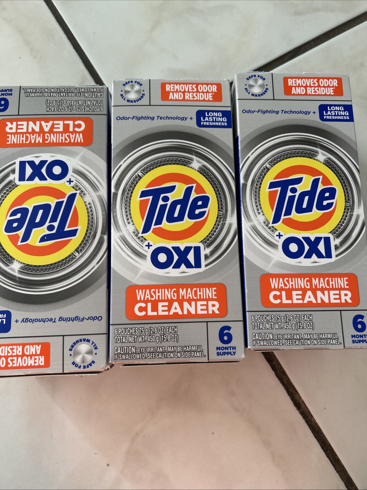 3 Boxes Tide Washing Machine Cleaner with Oxi 6 Month Supply Ea