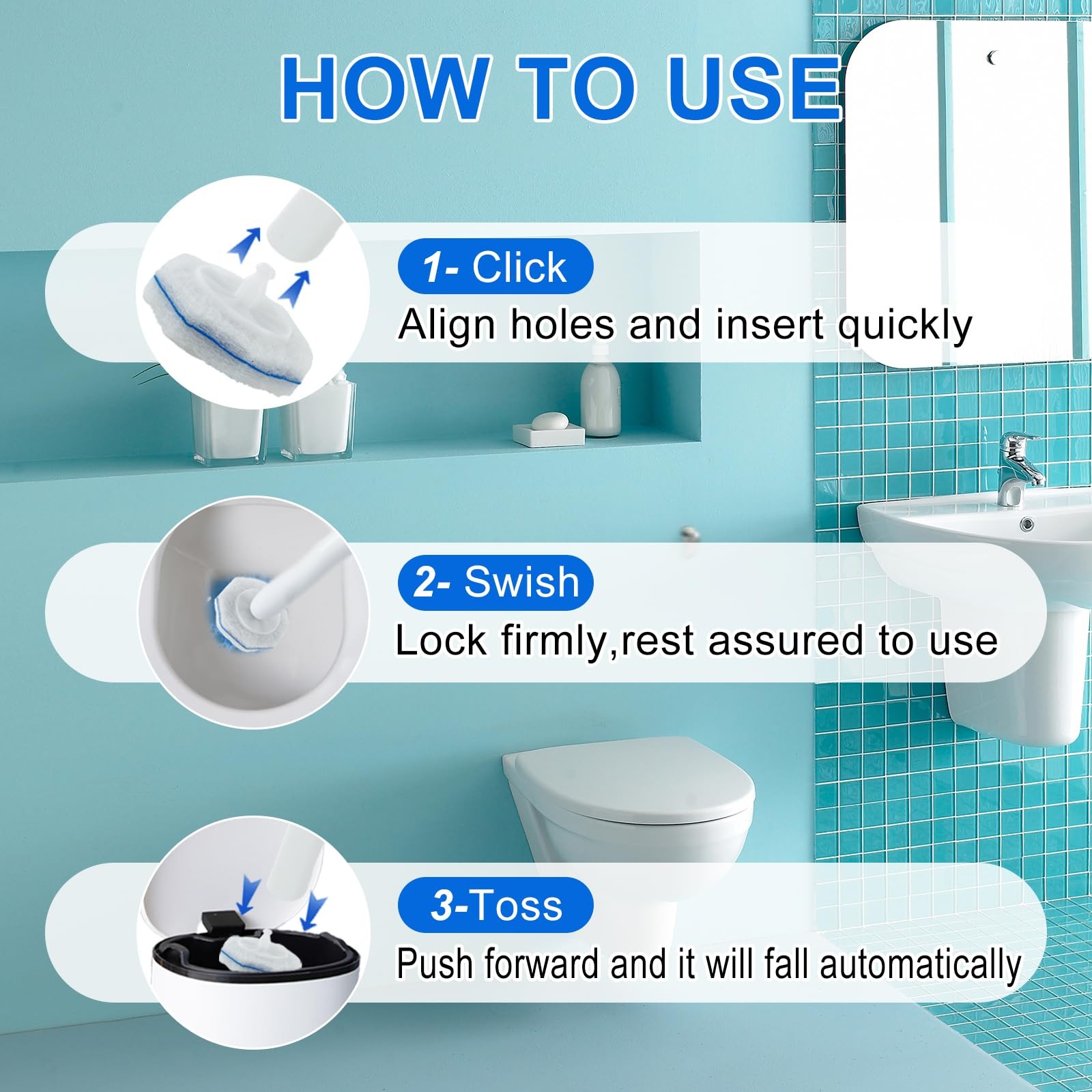 30 Count Toilet Bowl Wand Refills for Clorox, Disposable Toilet Bowl Wand Ref…