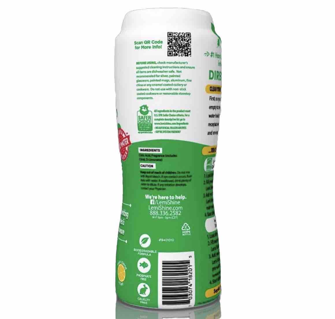 Lemi Shine Dish Detergent Booster, Gets Rid of Hard Water Spots, 20 oz